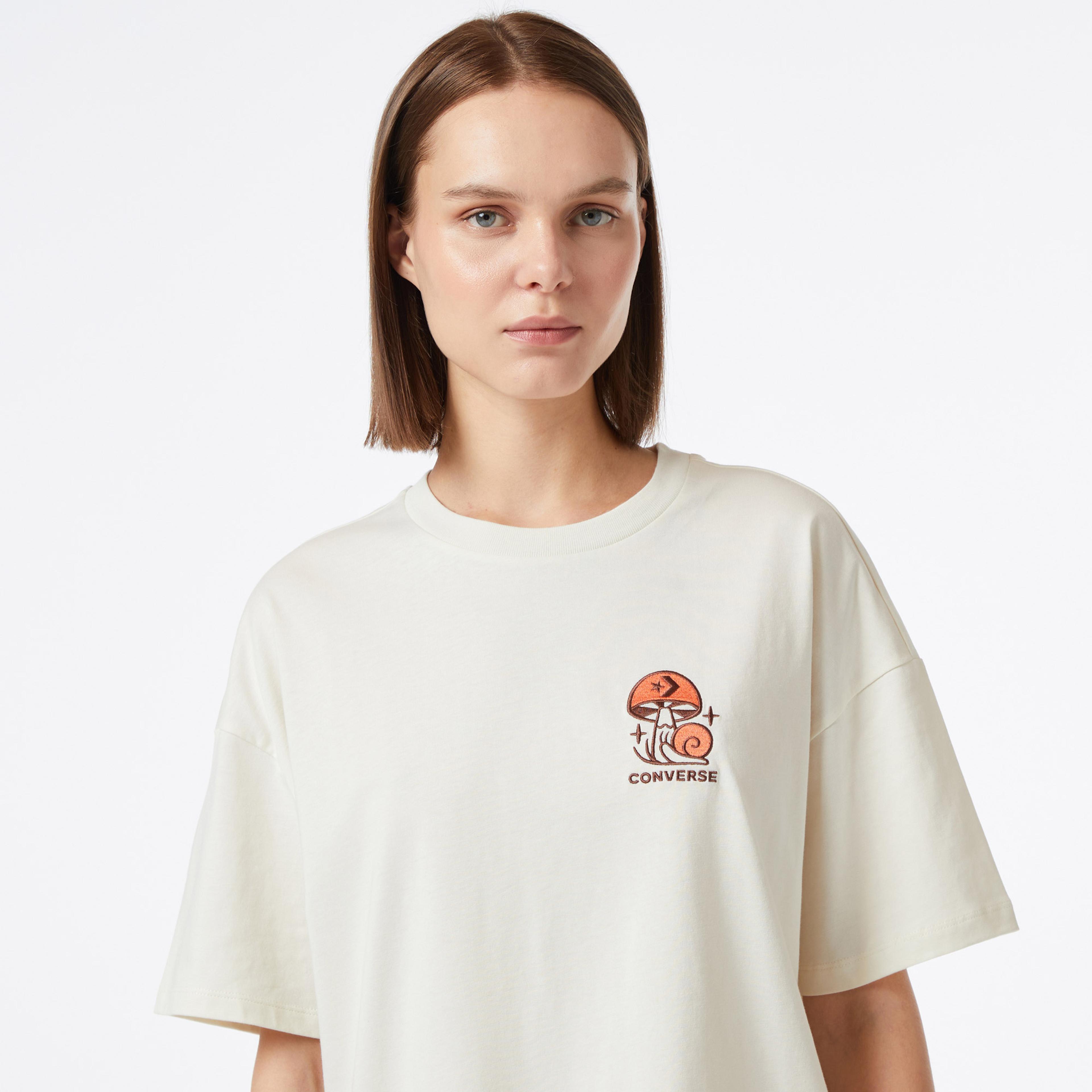 Converse Mushroom Graphic Oversized Fit Kadın Siyah T-Shirt