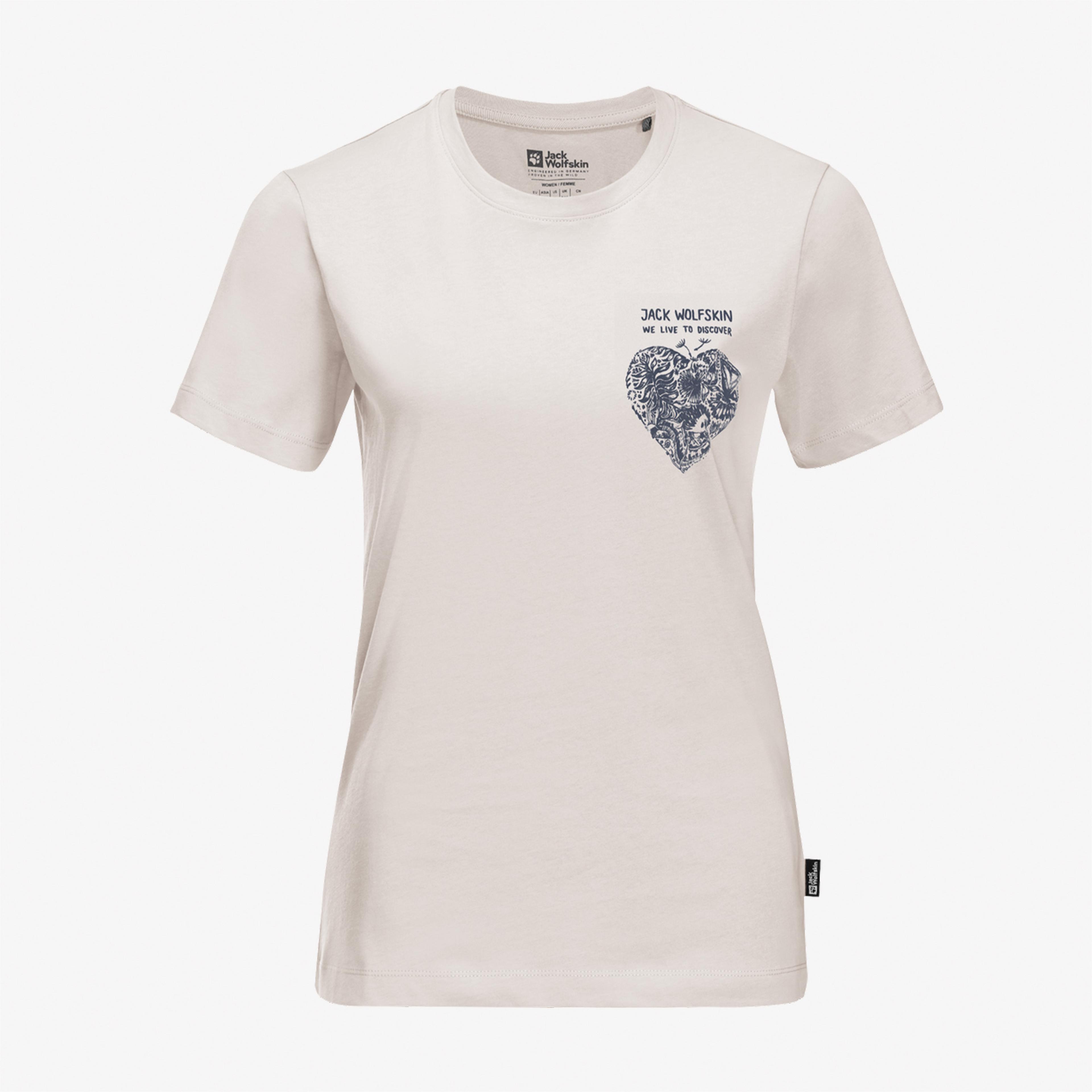 Jack Wolfskin Discover Heart Kadın Bej T-Shirt