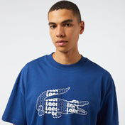 Lacoste Erkek Relaxed Fit Bisiklet Yaka Baskılı Lacivert T-Shirt