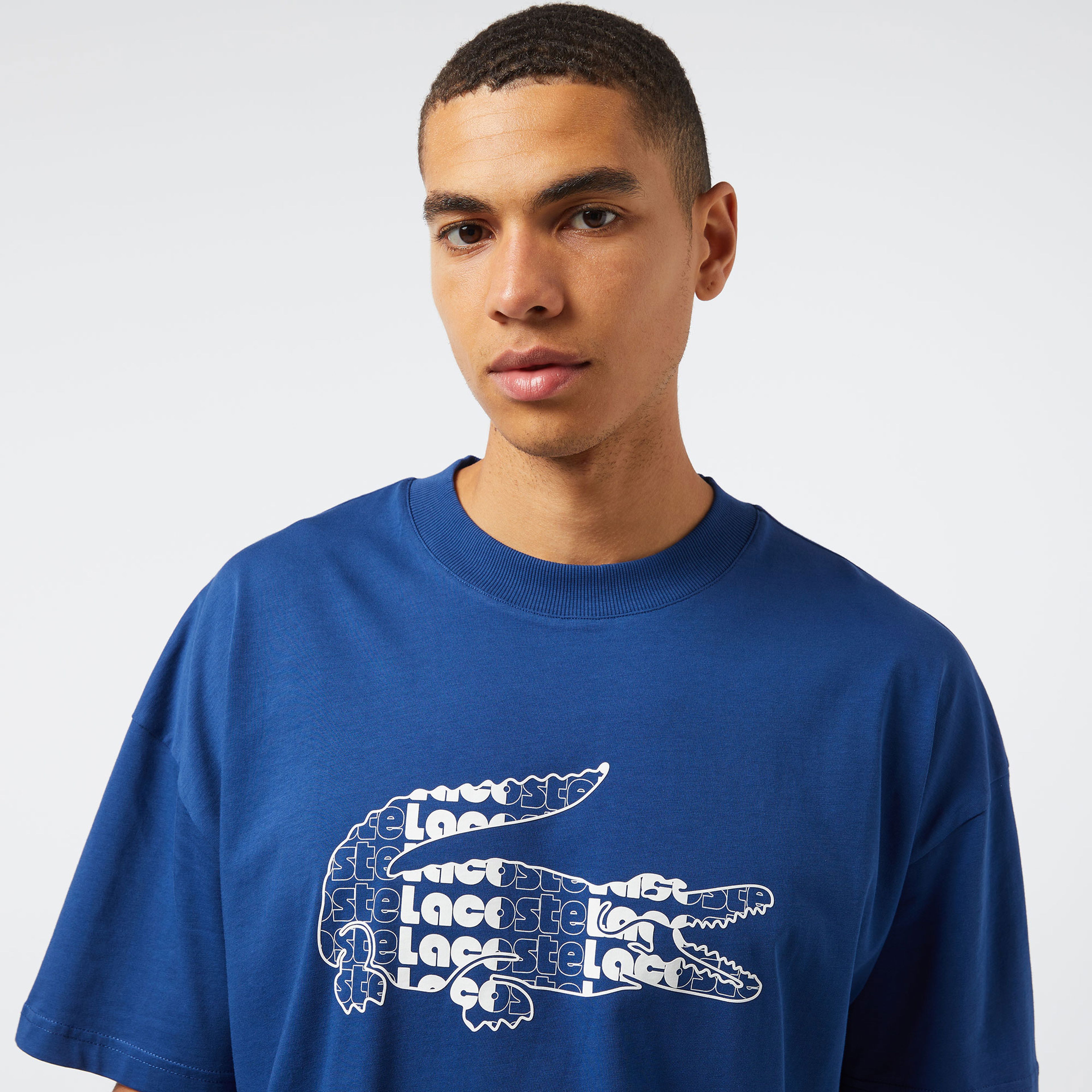 Lacoste Erkek Relaxed Fit Bisiklet Yaka Baskılı Lacivert T-Shirt