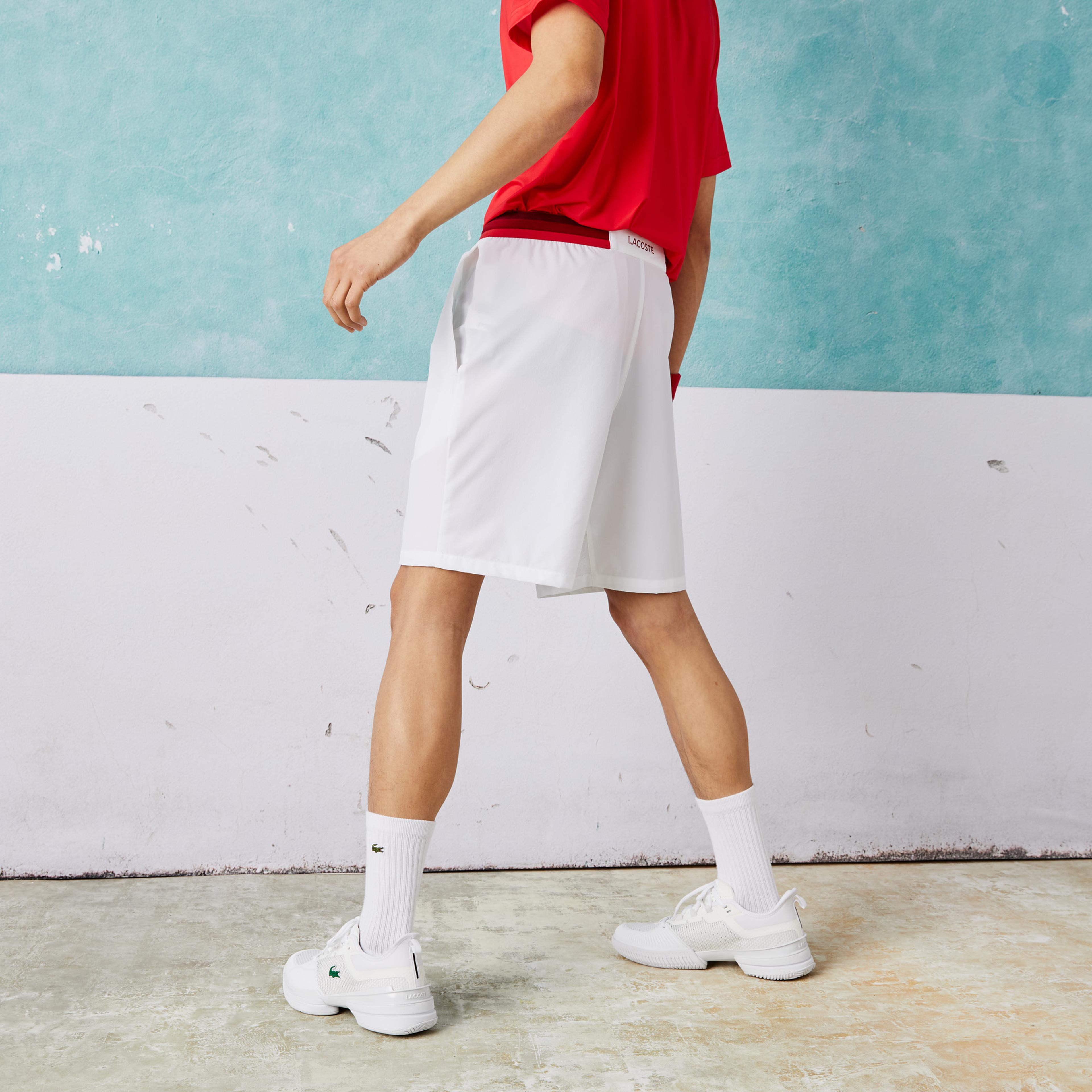 Lacoste SPORT x Novak Djokovic Erkek Regular Fit Beyaz Şort