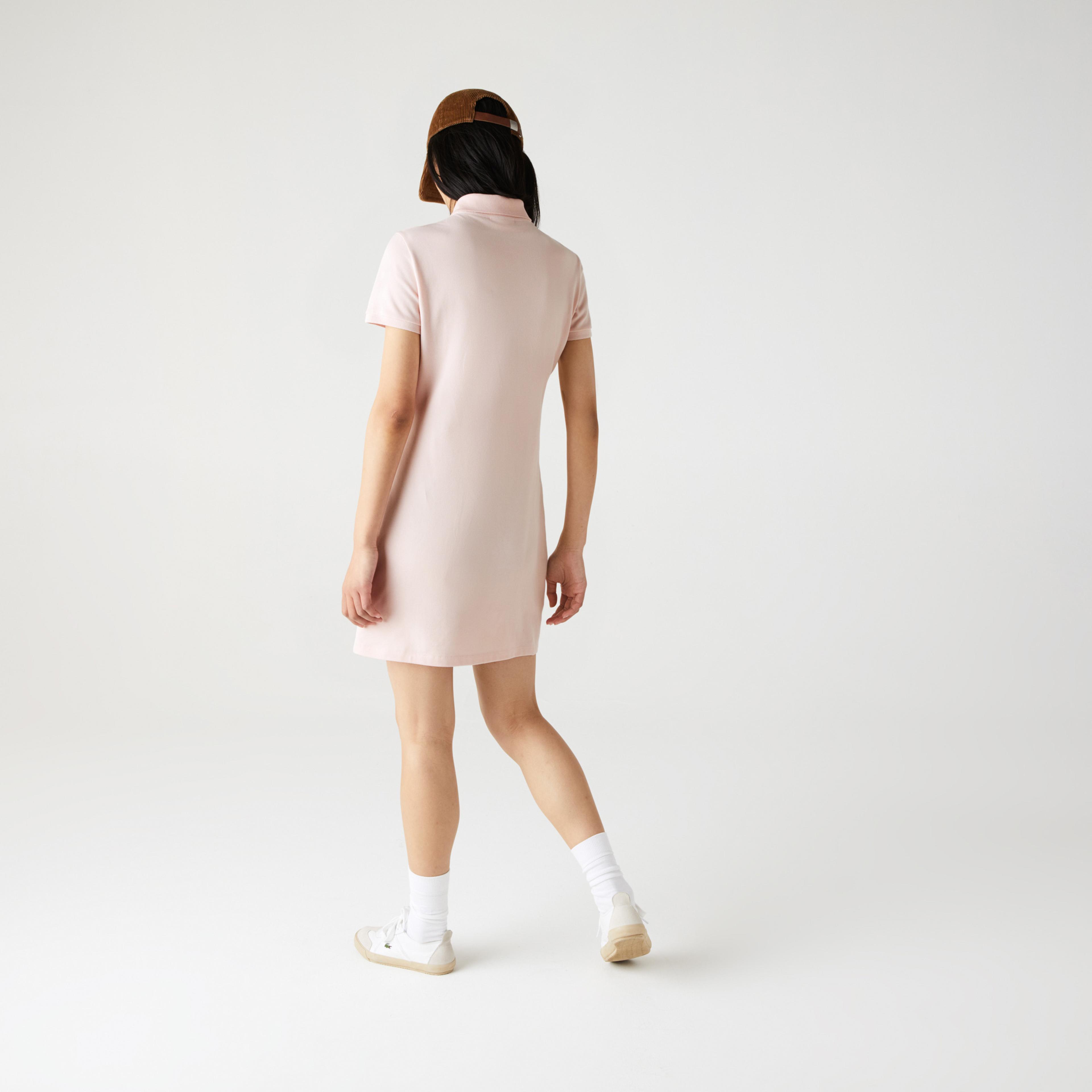 Lacoste Kadın Slim Fit Açık Pembe Polo Yaka Elbise