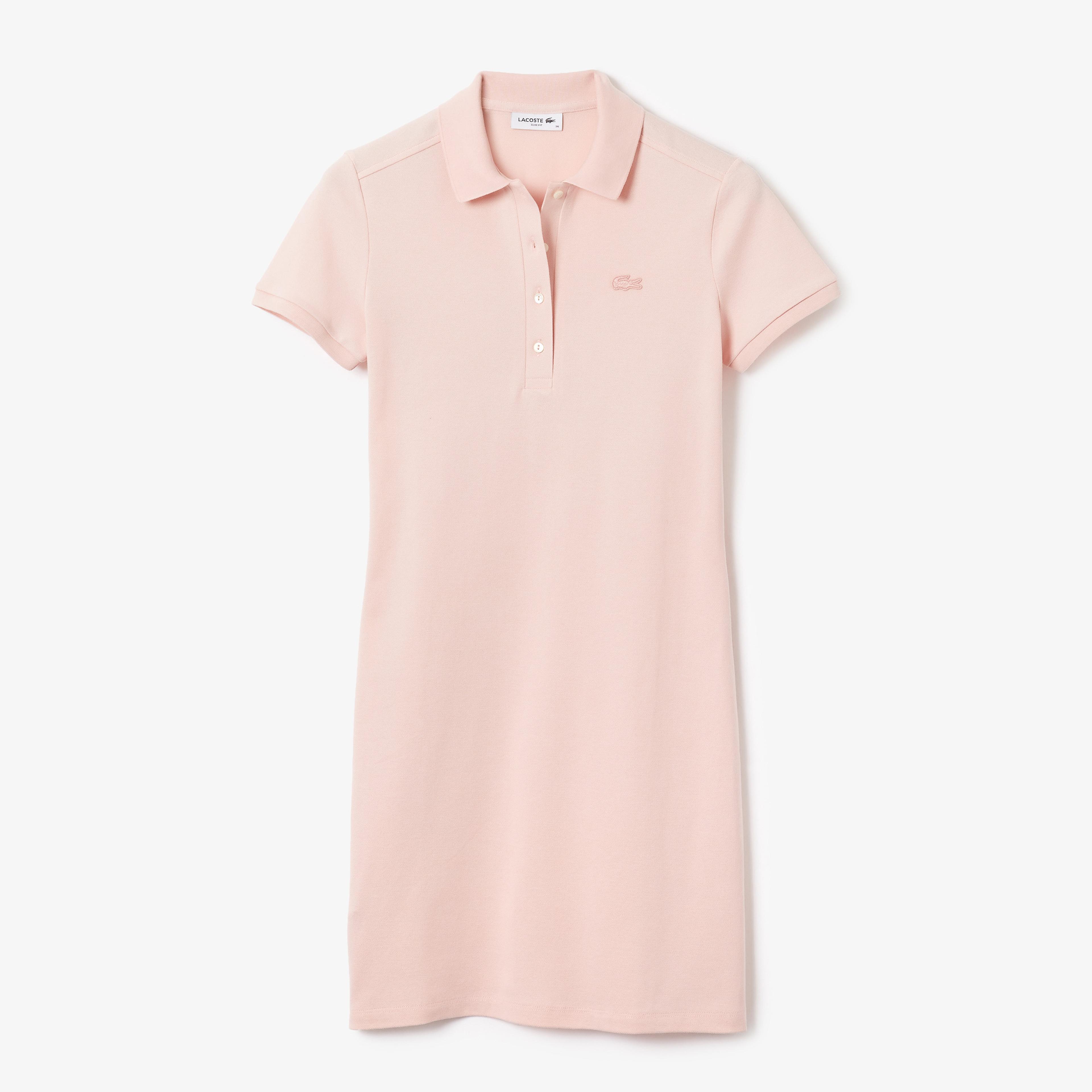 Lacoste Kadın Slim Fit Açık Pembe Polo Yaka Elbise