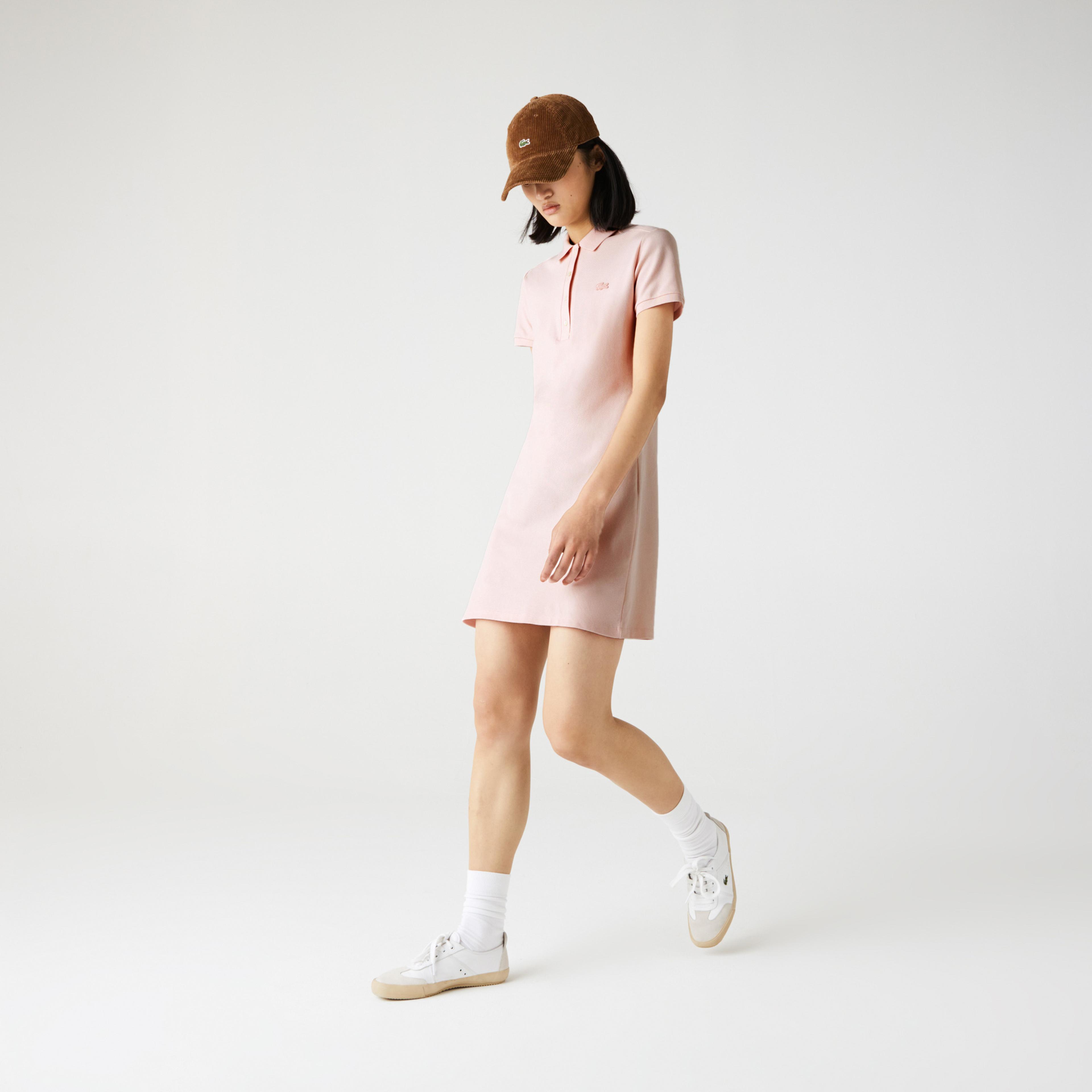 Lacoste Kadın Slim Fit Açık Pembe Polo Yaka Elbise