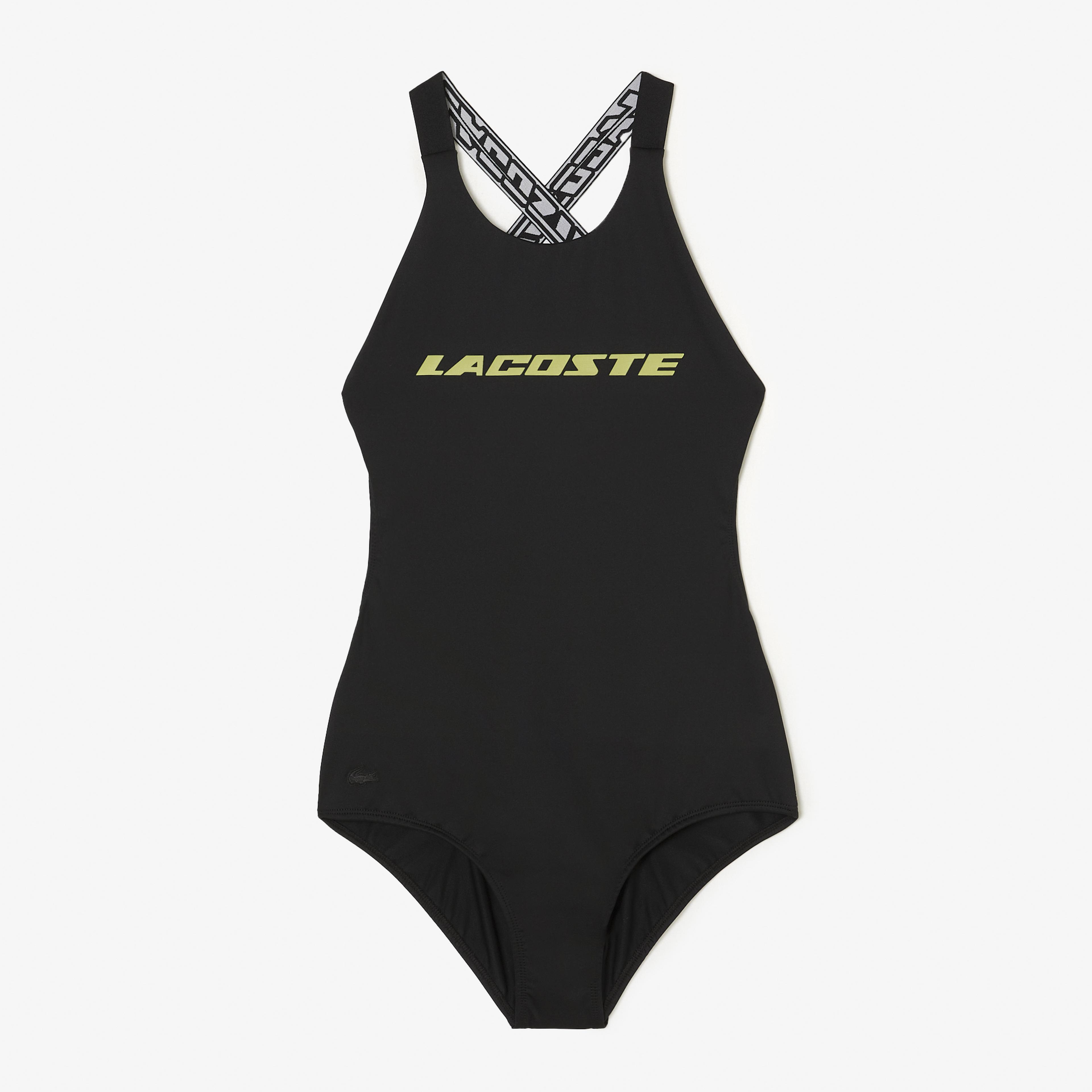 Lacoste Kadın Baskılı Siyah Mayo