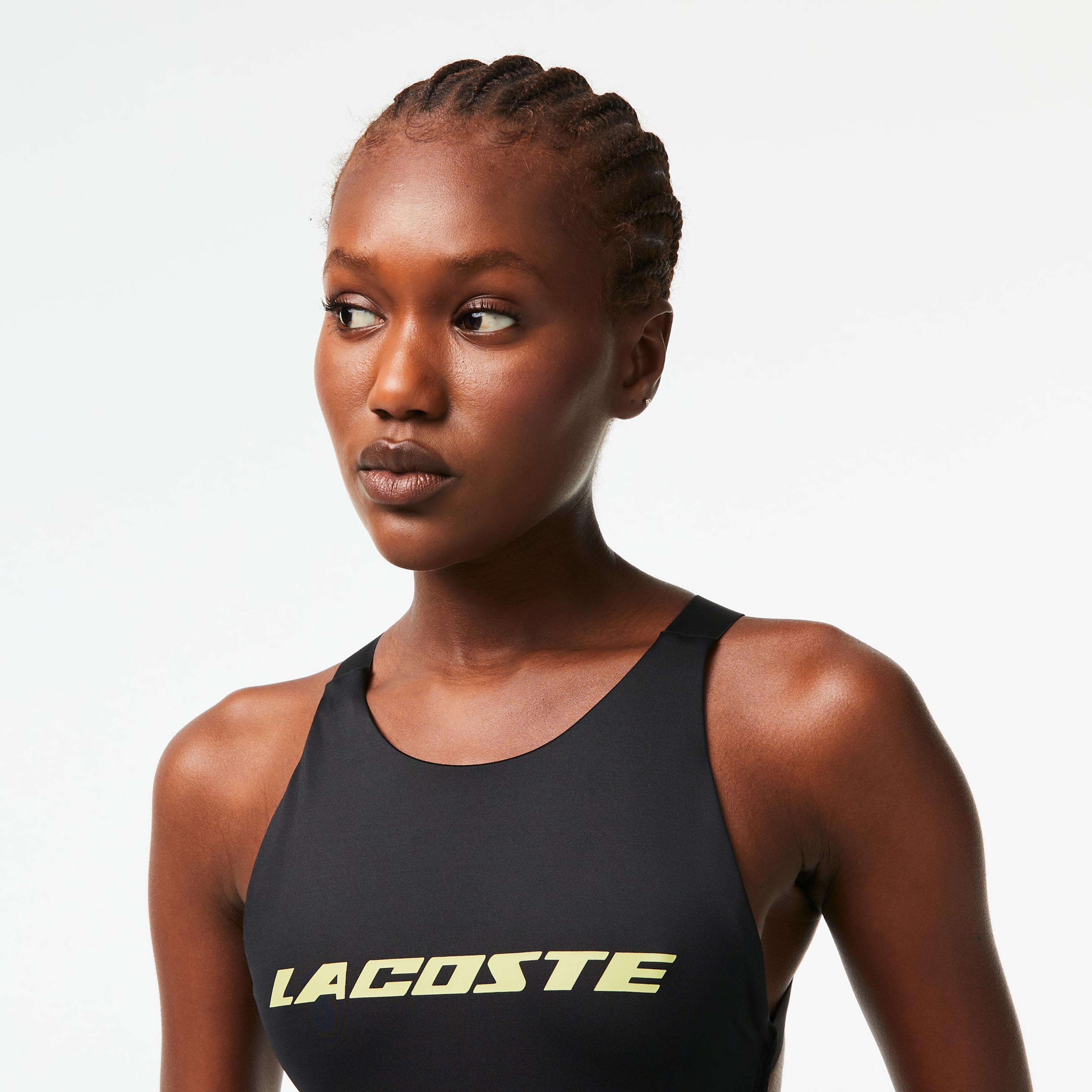 Lacoste Kadın Baskılı Siyah Mayo