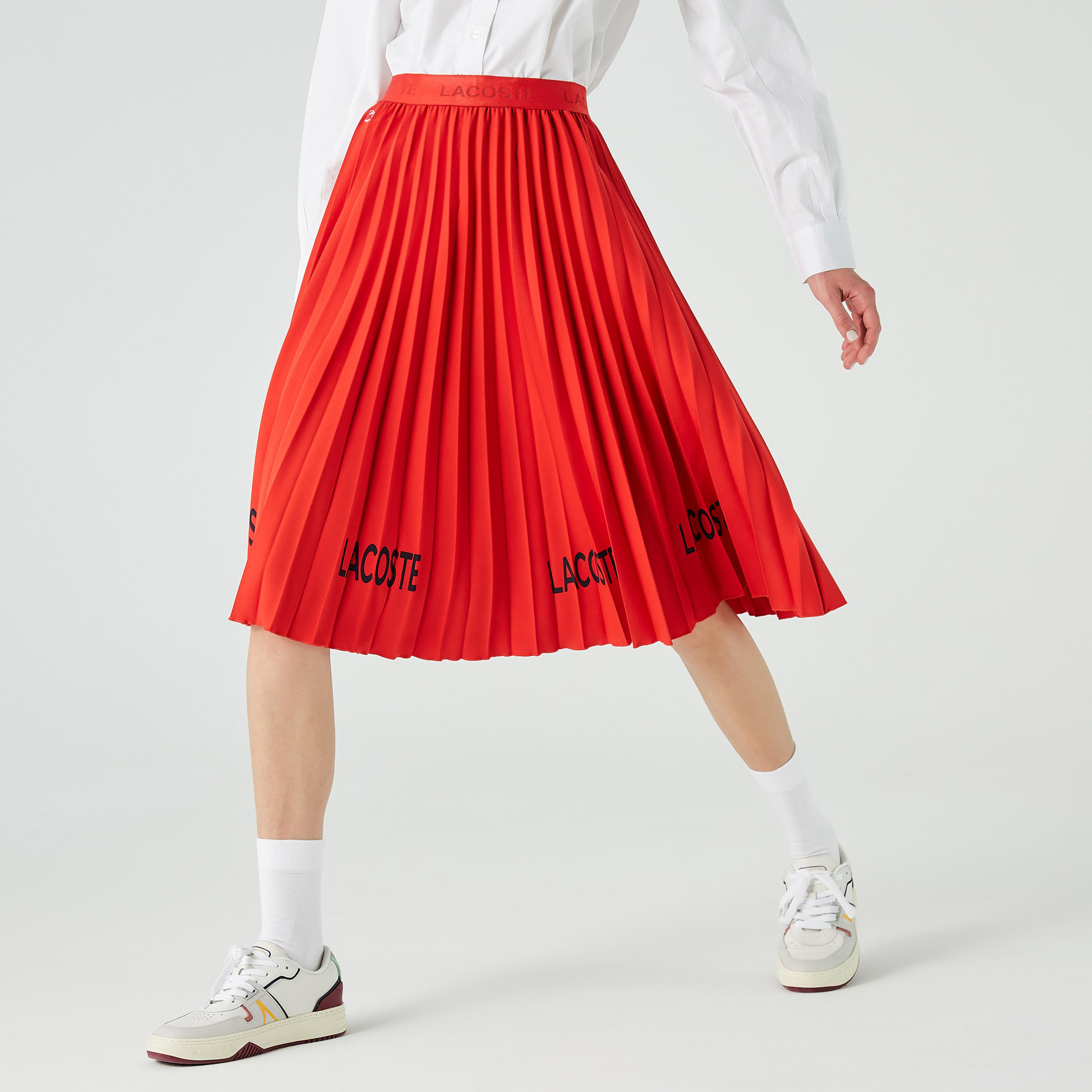 Lacoste Kadın Loose Fit Baskılı Kırmızı Etek
