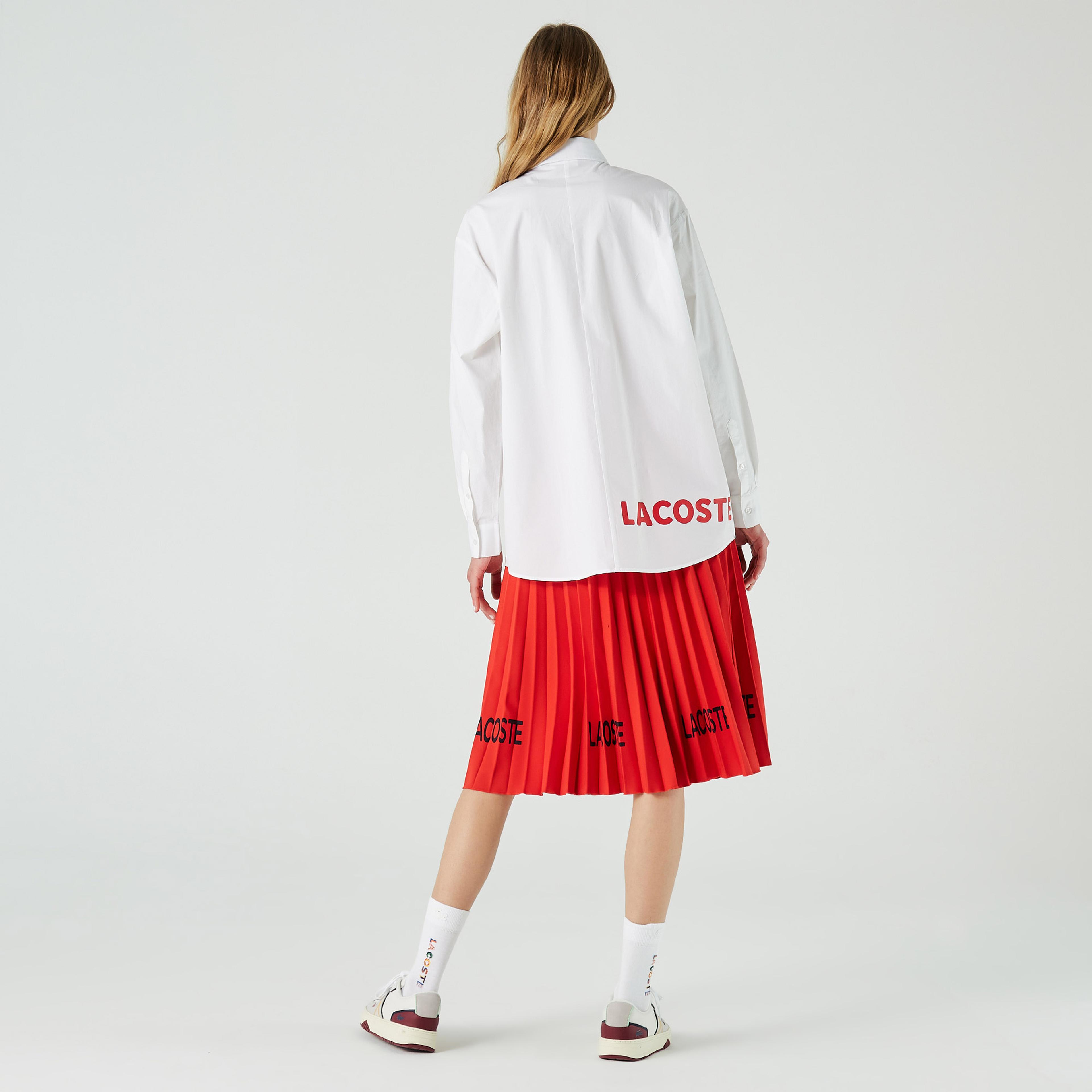 Lacoste Kadın Loose Fit Baskılı Kırmızı Etek