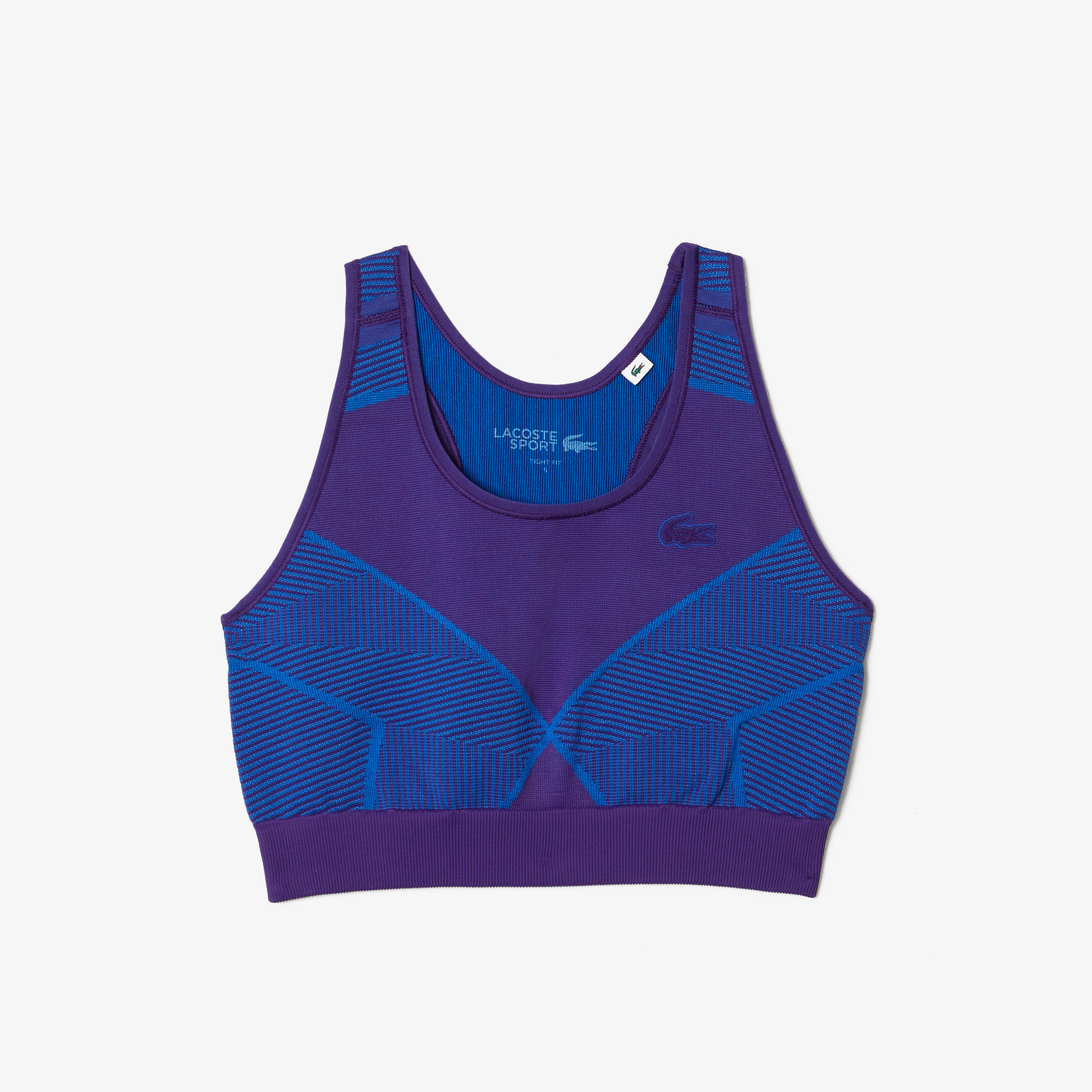 Lacoste SPORT Kadın Tapered Fit Kolsuz Bisiklet Yaka Desenli Mor Bra