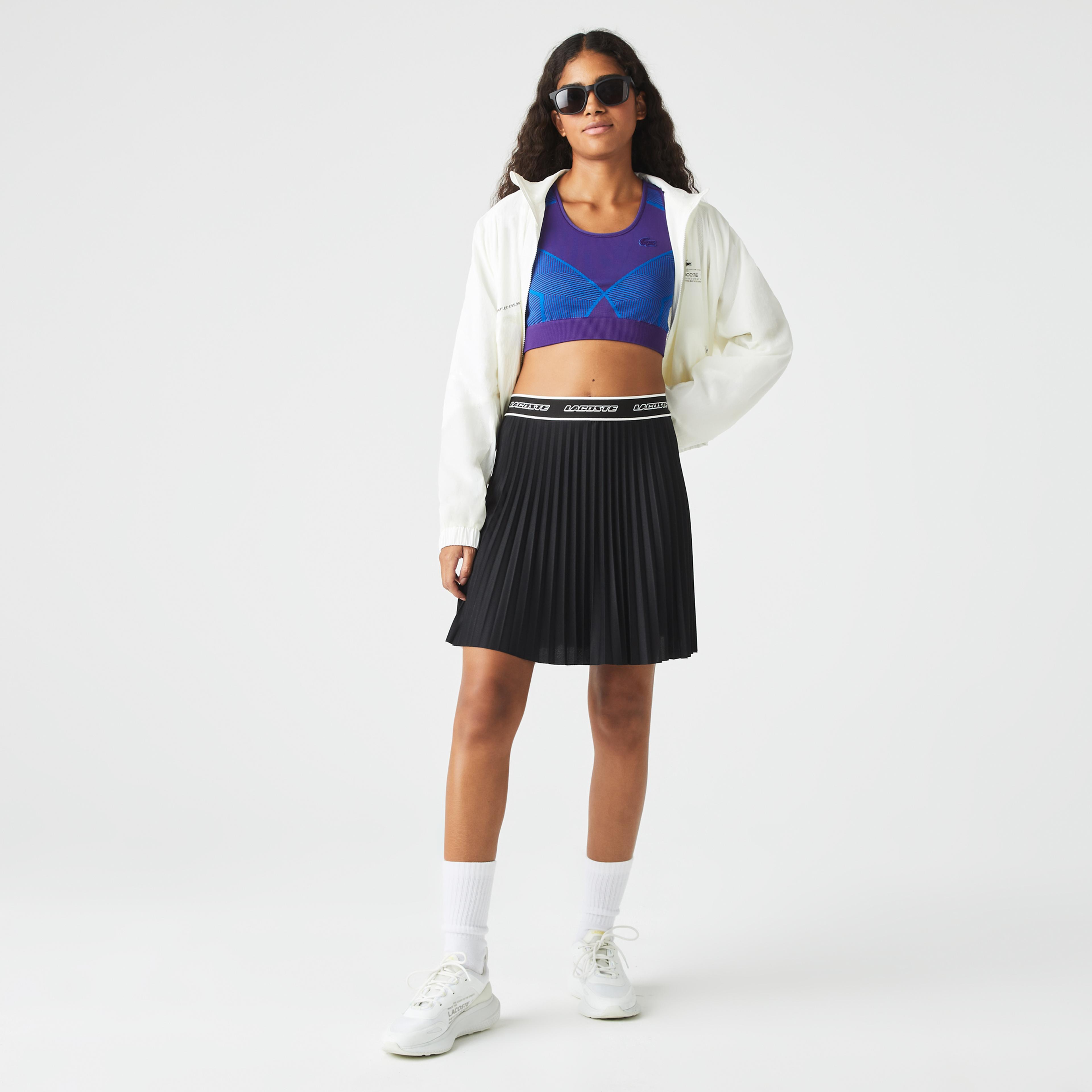 Lacoste SPORT Kadın Tapered Fit Kolsuz Bisiklet Yaka Desenli Mor Bra