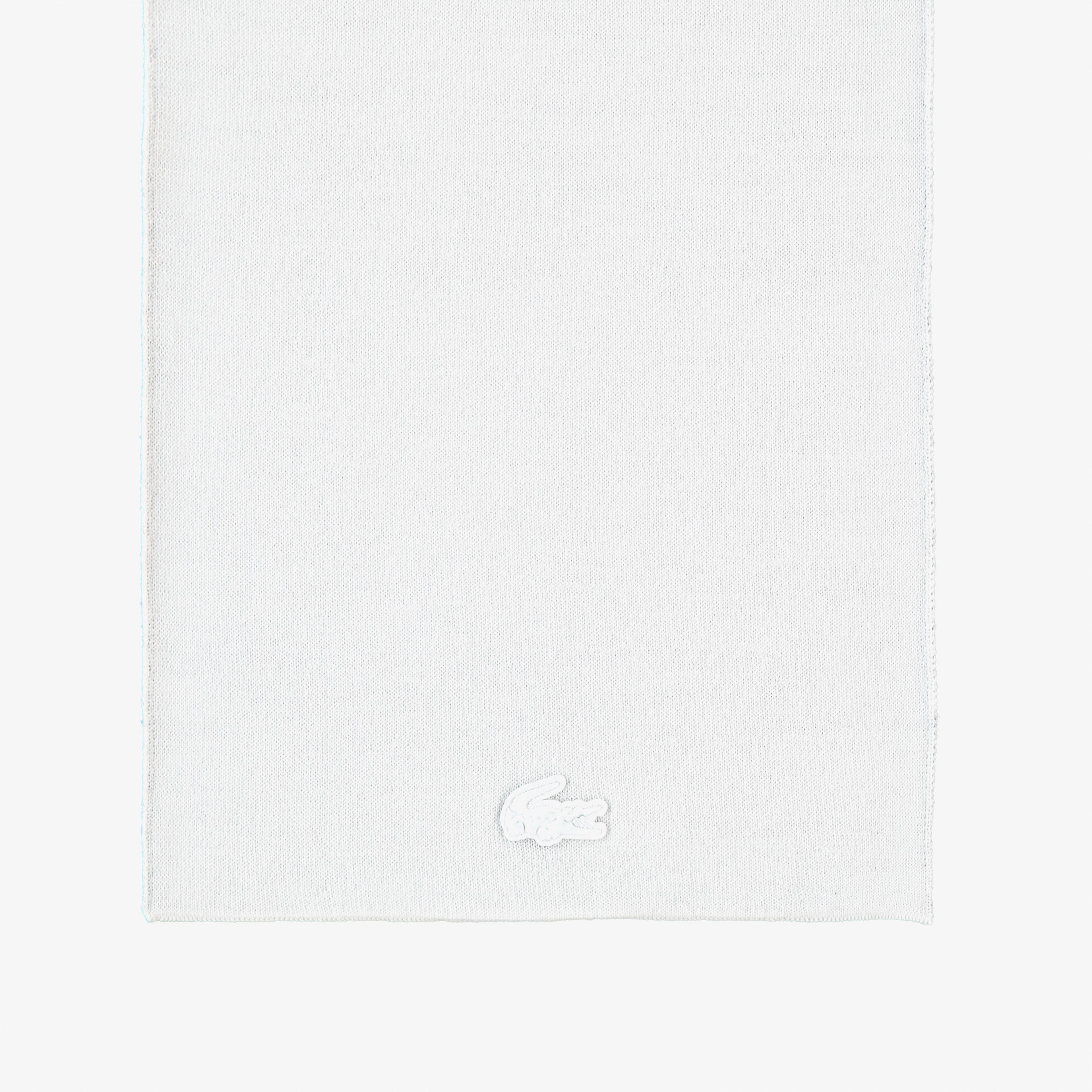 Lacoste Erkek Yün Baskılı Beyaz Atkı
