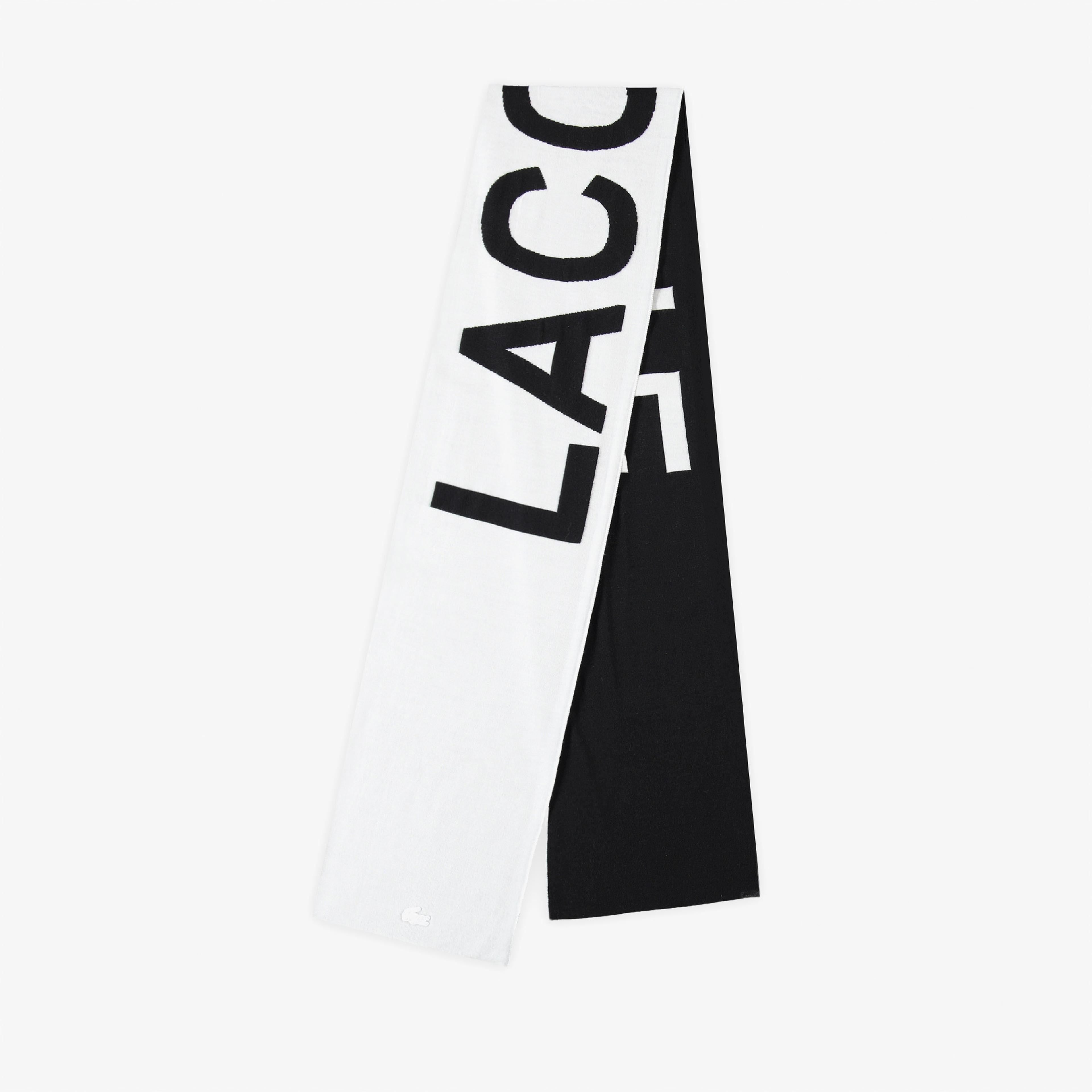 Lacoste Erkek Yün Baskılı Beyaz Atkı