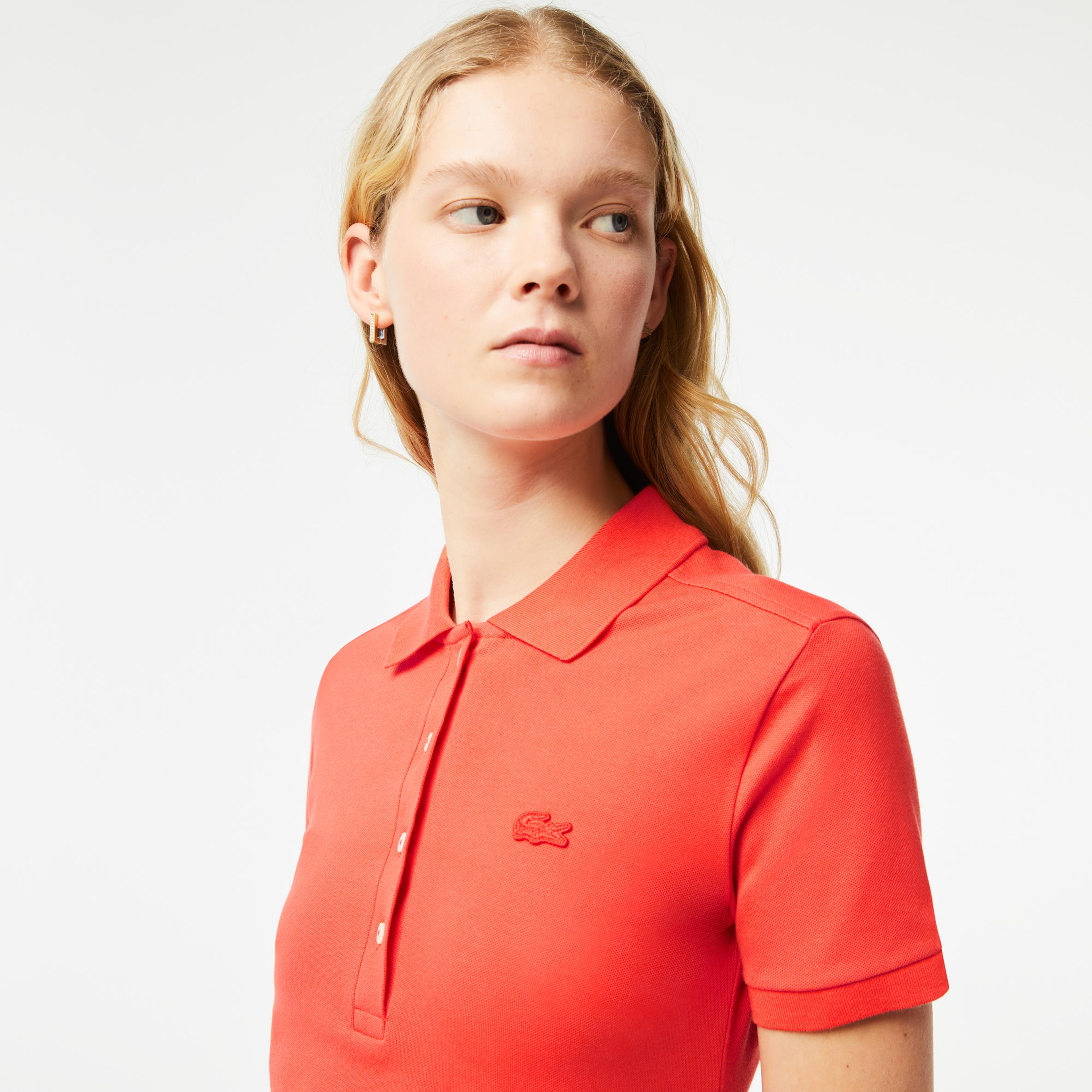 Lacoste Kadın Slim Fit Kısa Kollu Polo Yaka Turuncu Elbise