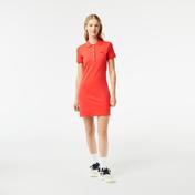 Lacoste Kadın Slim Fit Kısa Kollu Polo Yaka Turuncu Elbise