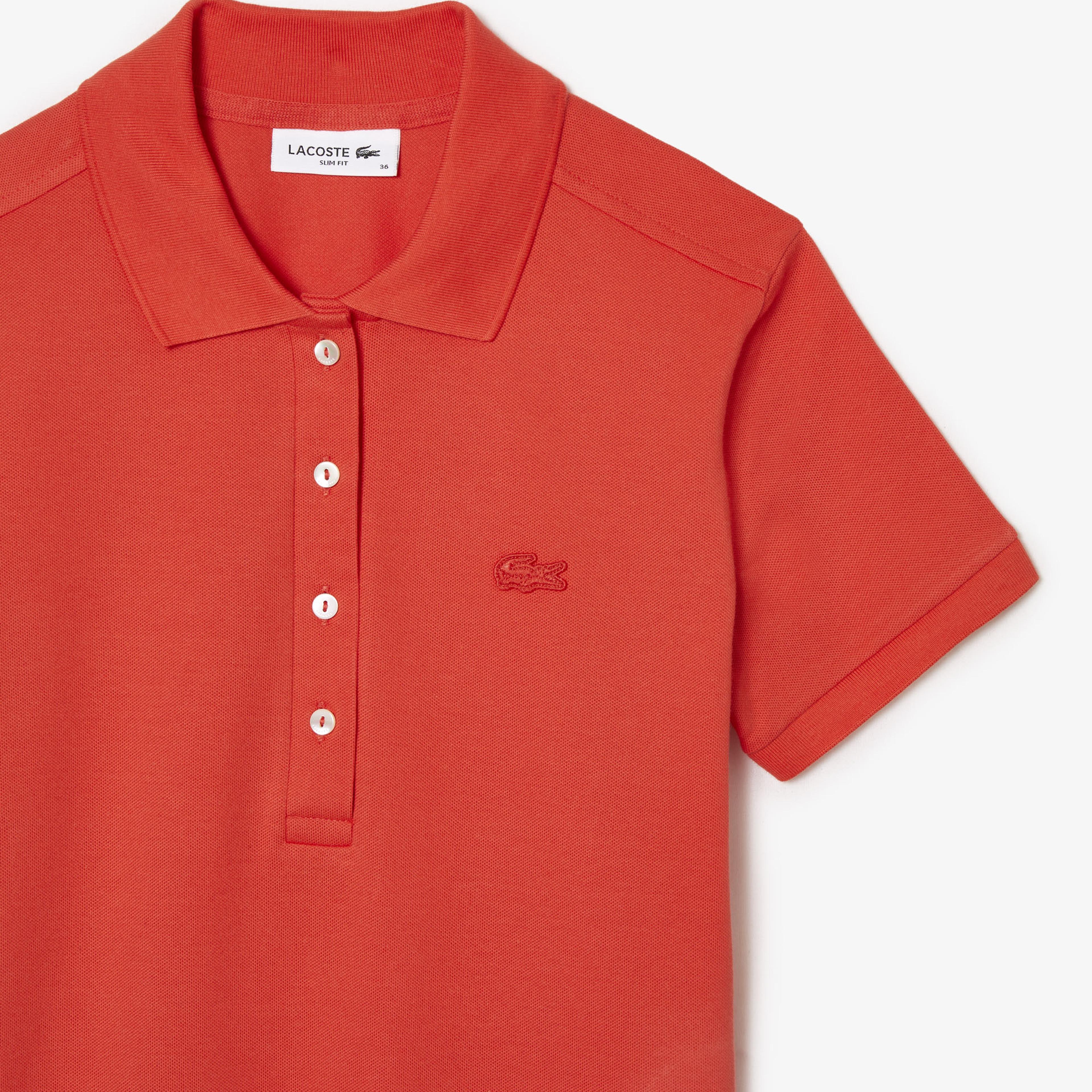 Lacoste Kadın Slim Fit Kısa Kollu Polo Yaka Turuncu Elbise