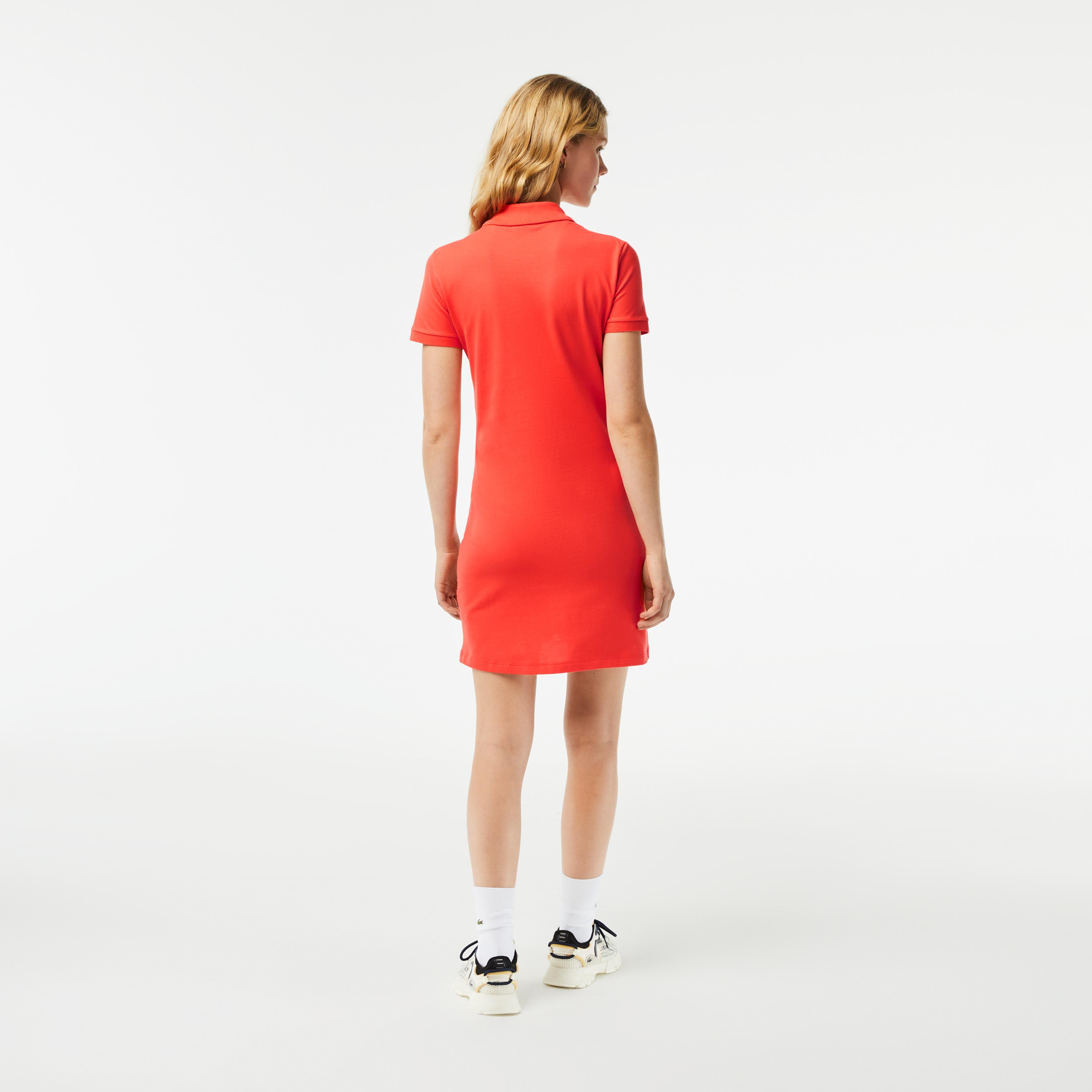 Lacoste Kadın Slim Fit Kısa Kollu Polo Yaka Turuncu Elbise