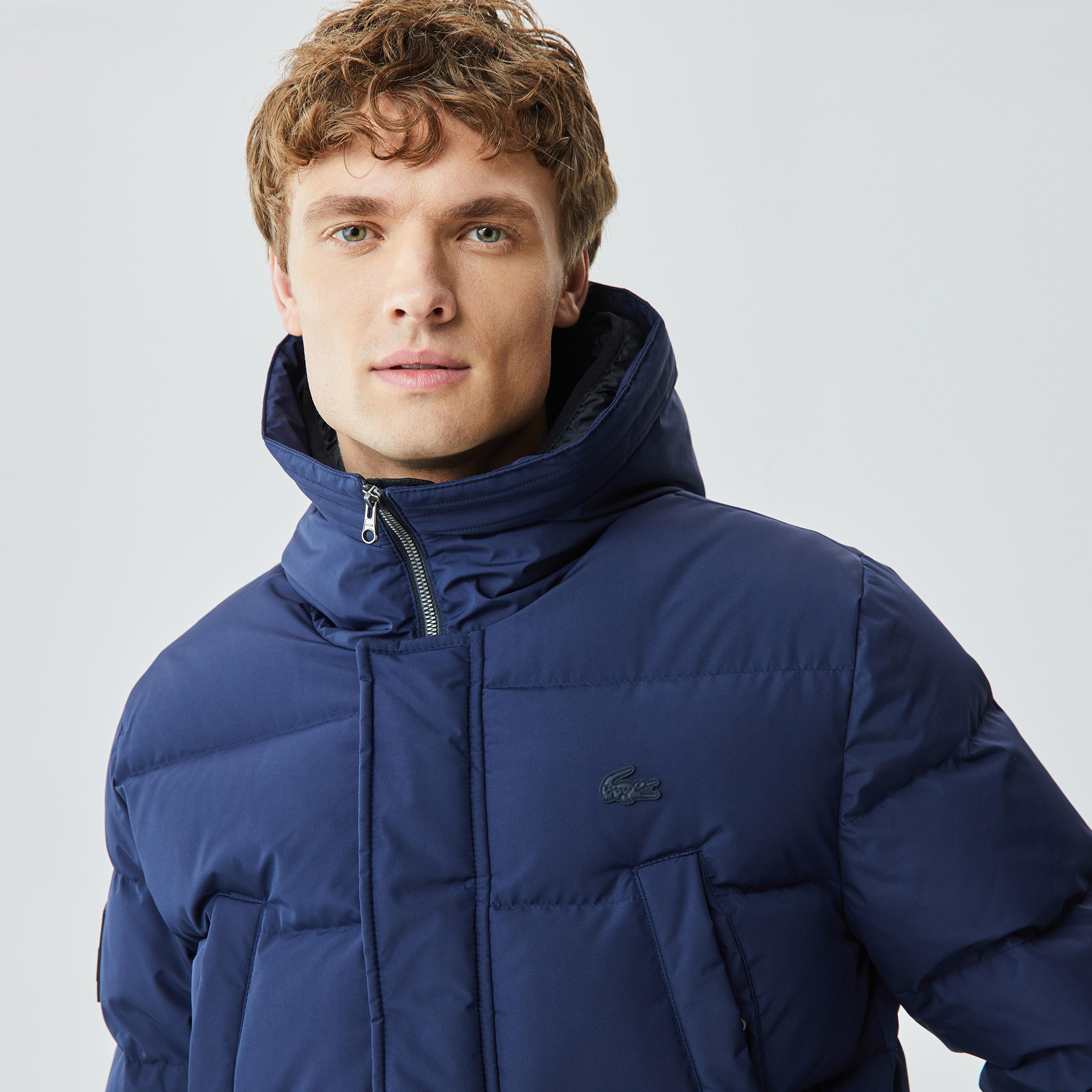 Lacoste Erkek Kapüşonlu Kapitone Koyu Lacivert Şişme Mont