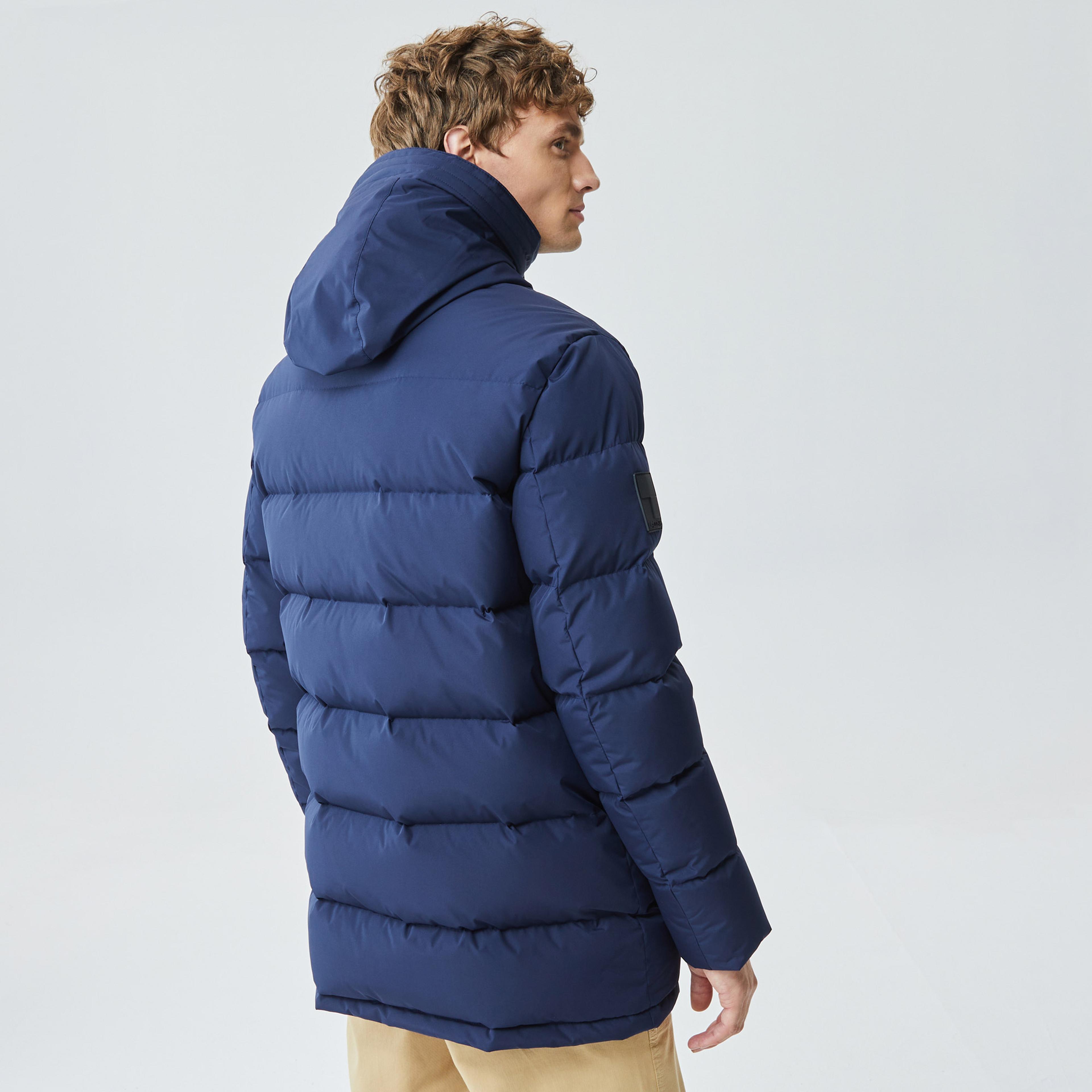 Lacoste Erkek Kapüşonlu Kapitone Koyu Lacivert Şişme Mont