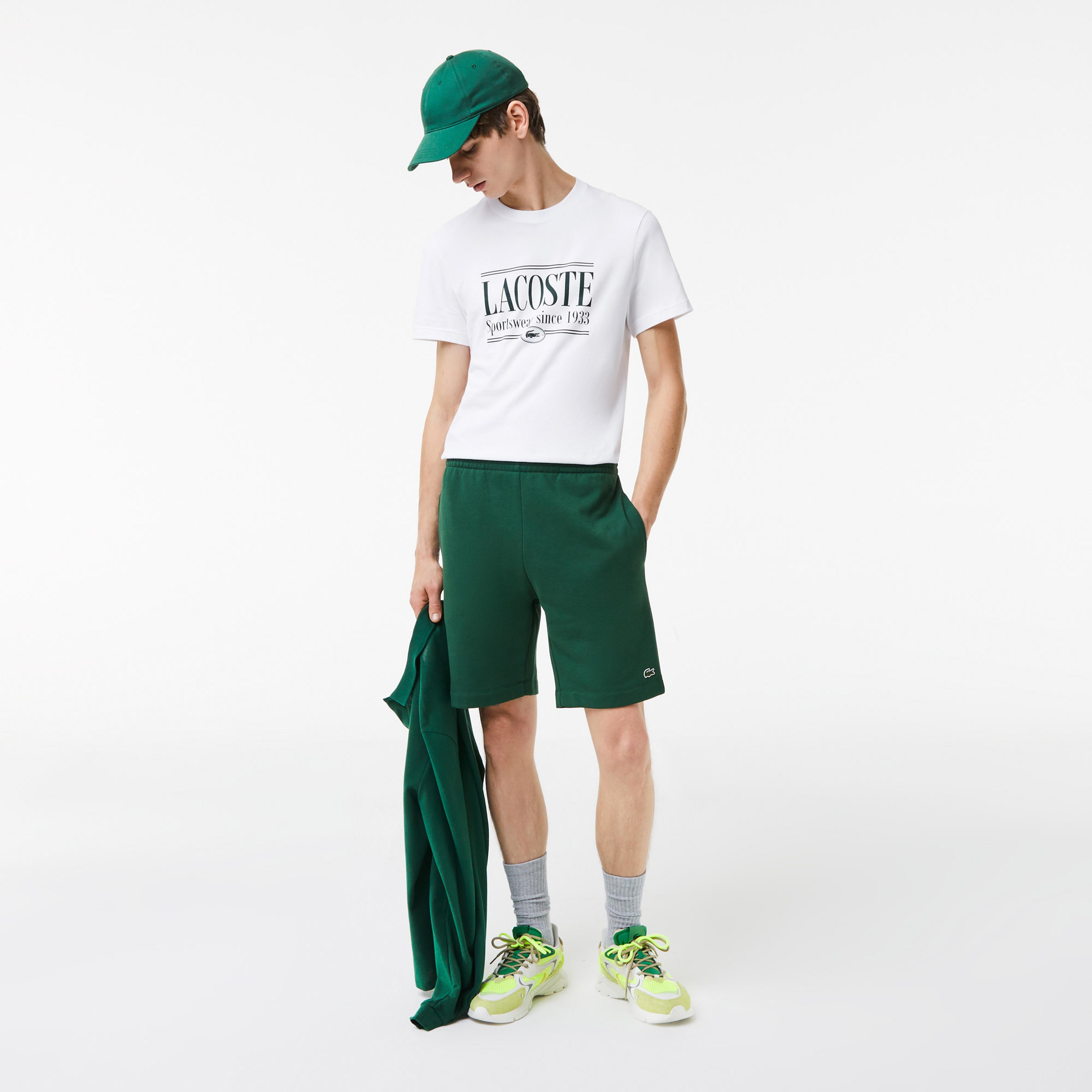 Lacoste Erkek Regular Fit Bisiklet Yaka Baskılı Beyaz T-Shirt