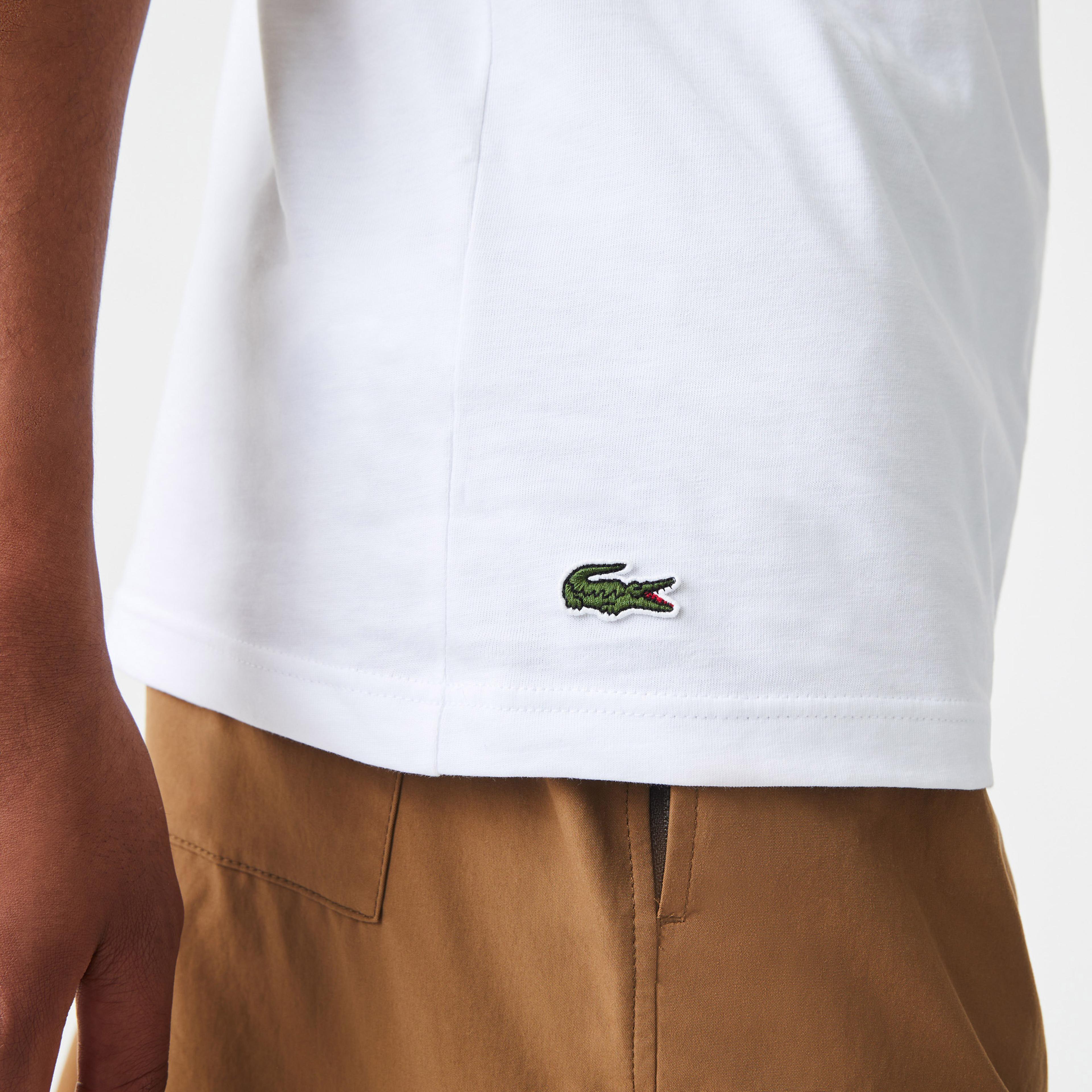 Lacoste Erkek Regular Fit Bisiklet Yaka Baskılı Beyaz T-Shirt