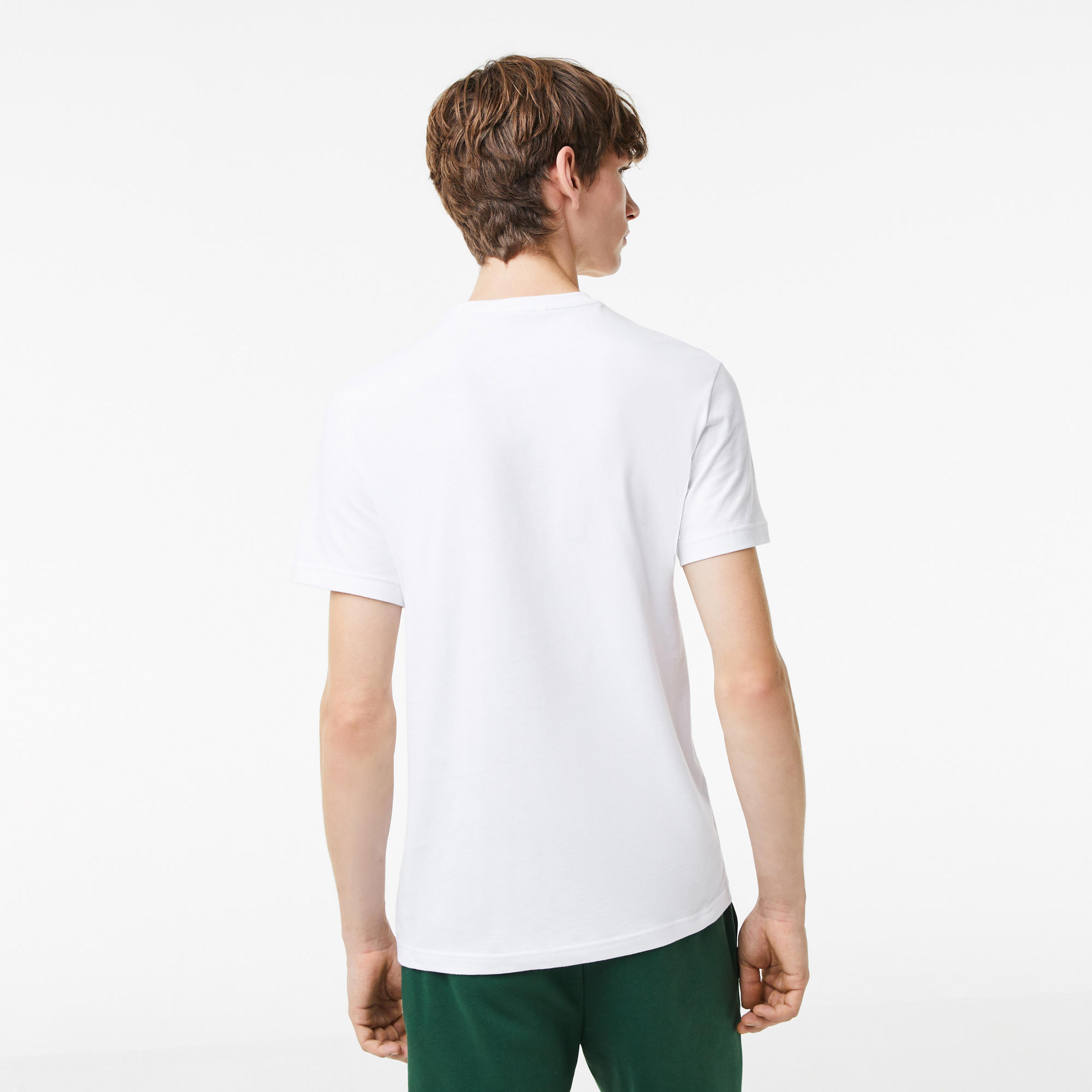 Lacoste Erkek Regular Fit Bisiklet Yaka Baskılı Beyaz T-Shirt