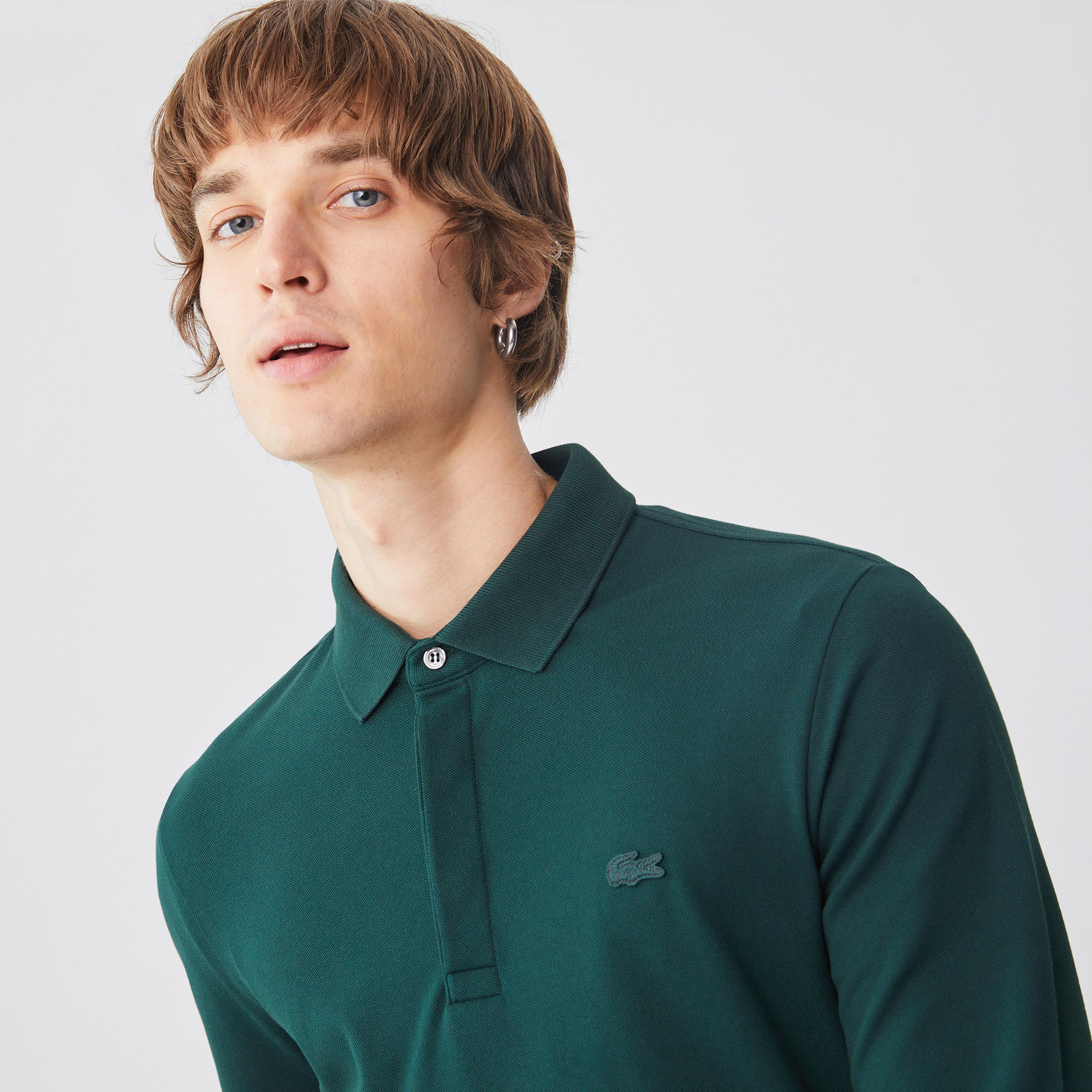 Lacoste Paris Erkek Regular Fit Uzun Kollu Koyu Yeşil Polo