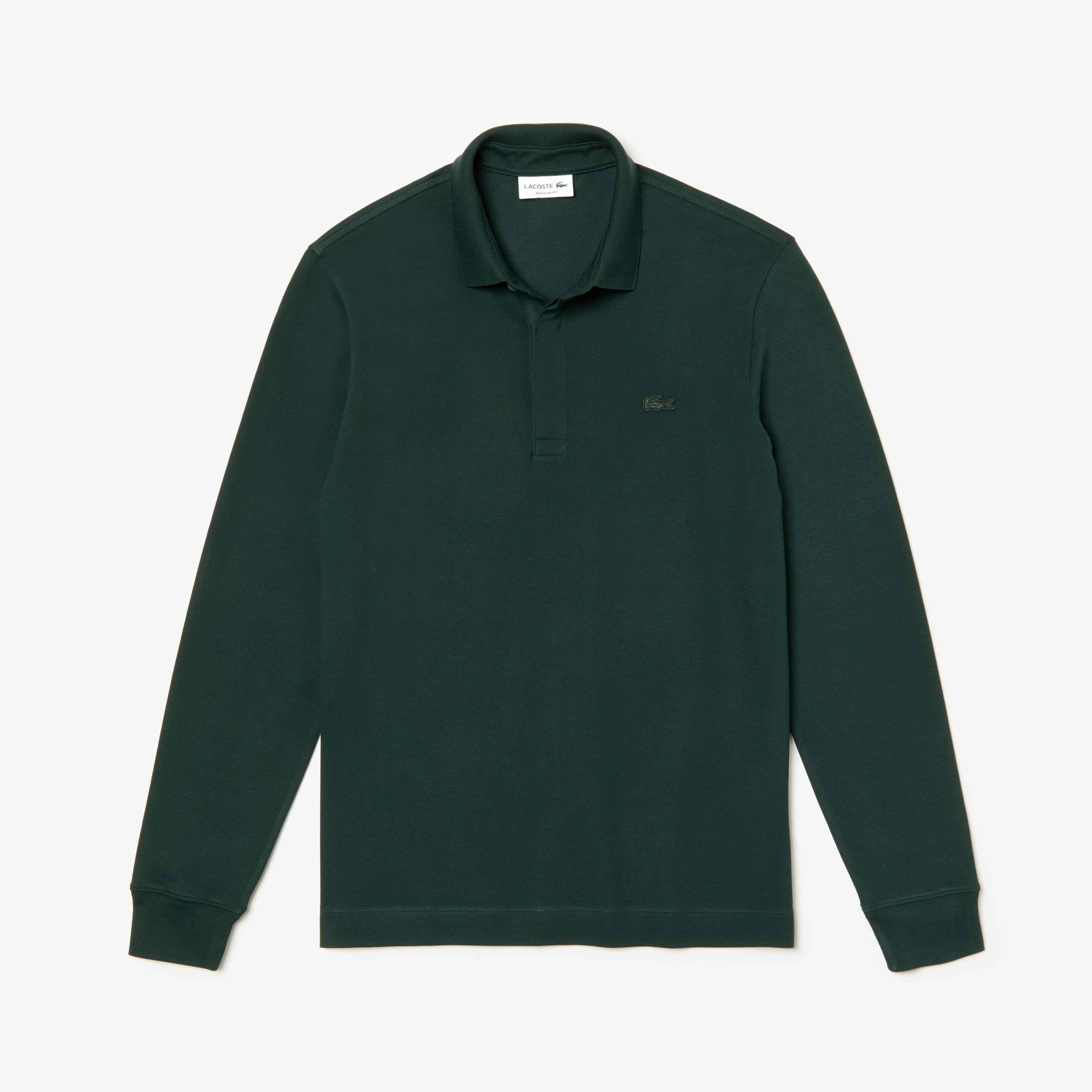 Lacoste Paris Erkek Regular Fit Uzun Kollu Koyu Yeşil Polo