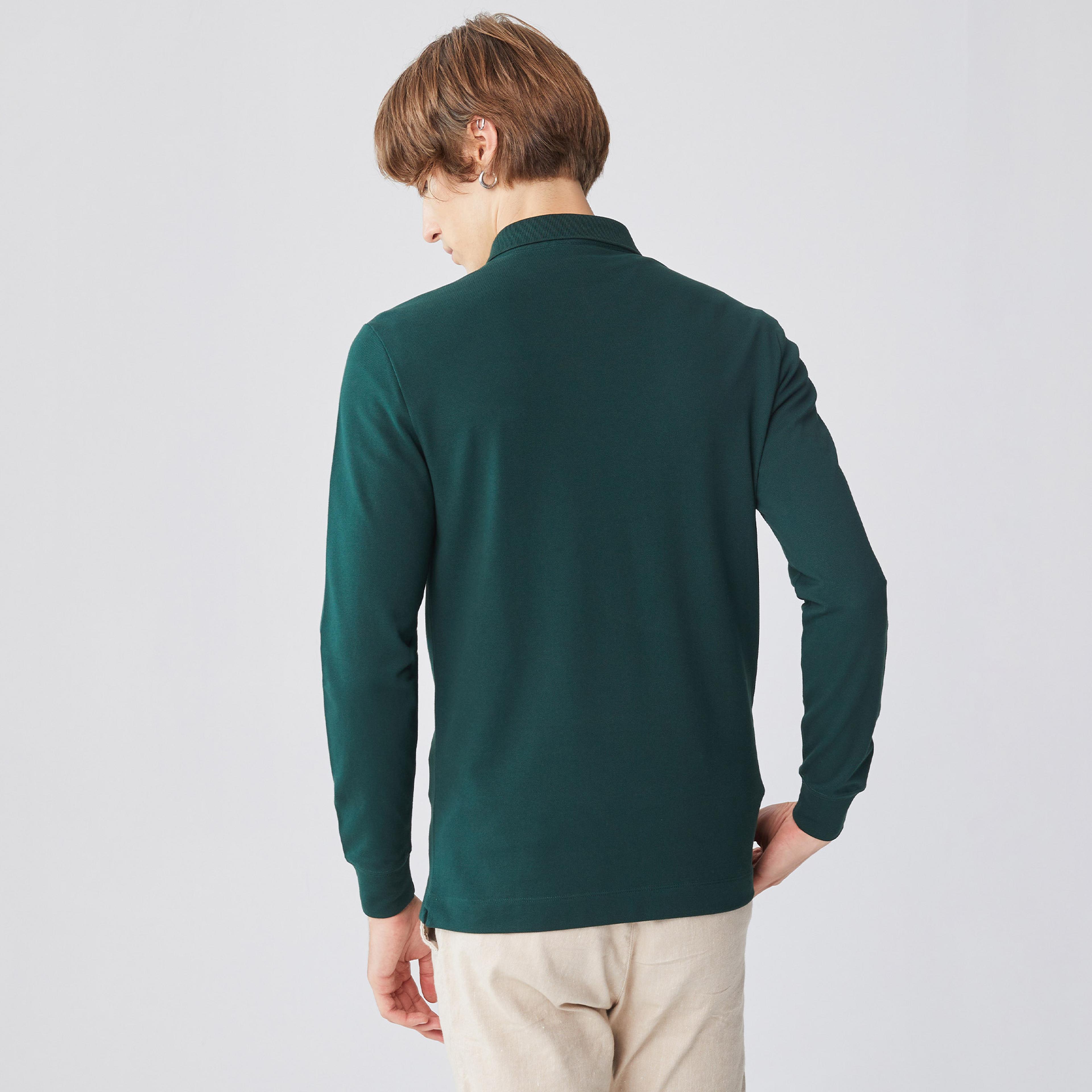 Lacoste Paris Erkek Regular Fit Uzun Kollu Koyu Yeşil Polo