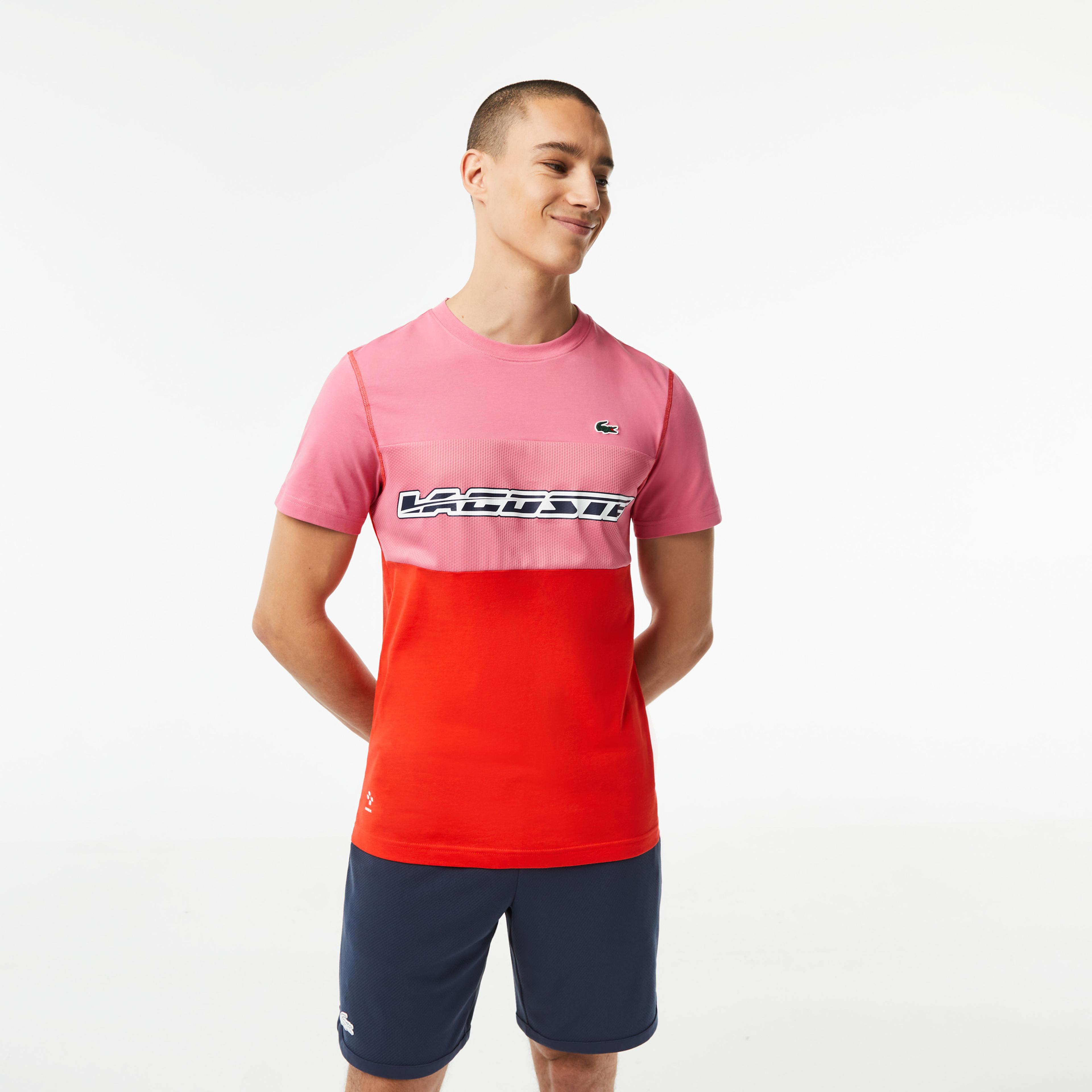 Lacoste SPORT X DANIIL MEDVEDEV Erkek Regular Fit Bisiklet Yaka Renk Bloklu Kırmızı T-Shirt