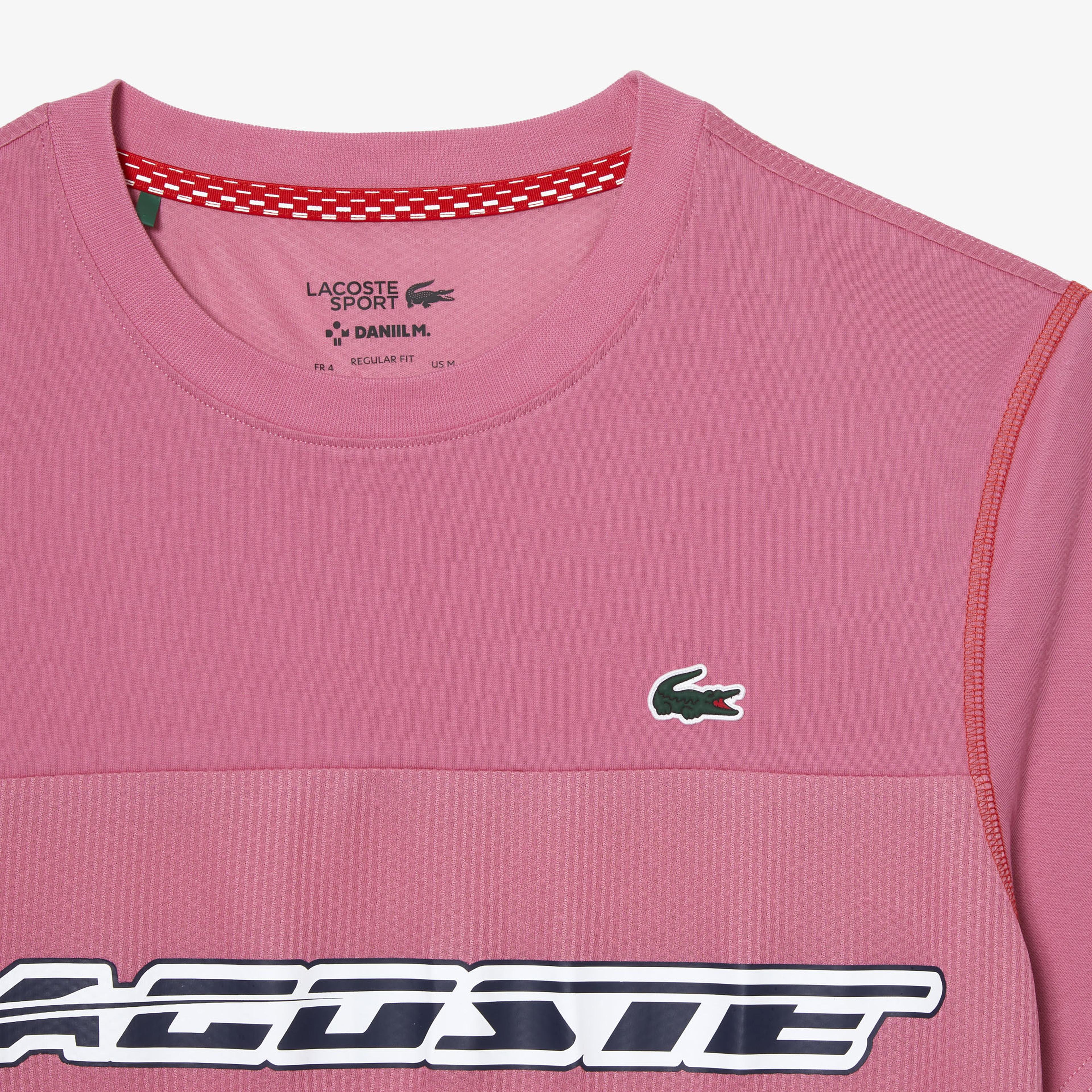 Lacoste SPORT X DANIIL MEDVEDEV Erkek Regular Fit Bisiklet Yaka Renk Bloklu Kırmızı T-Shirt