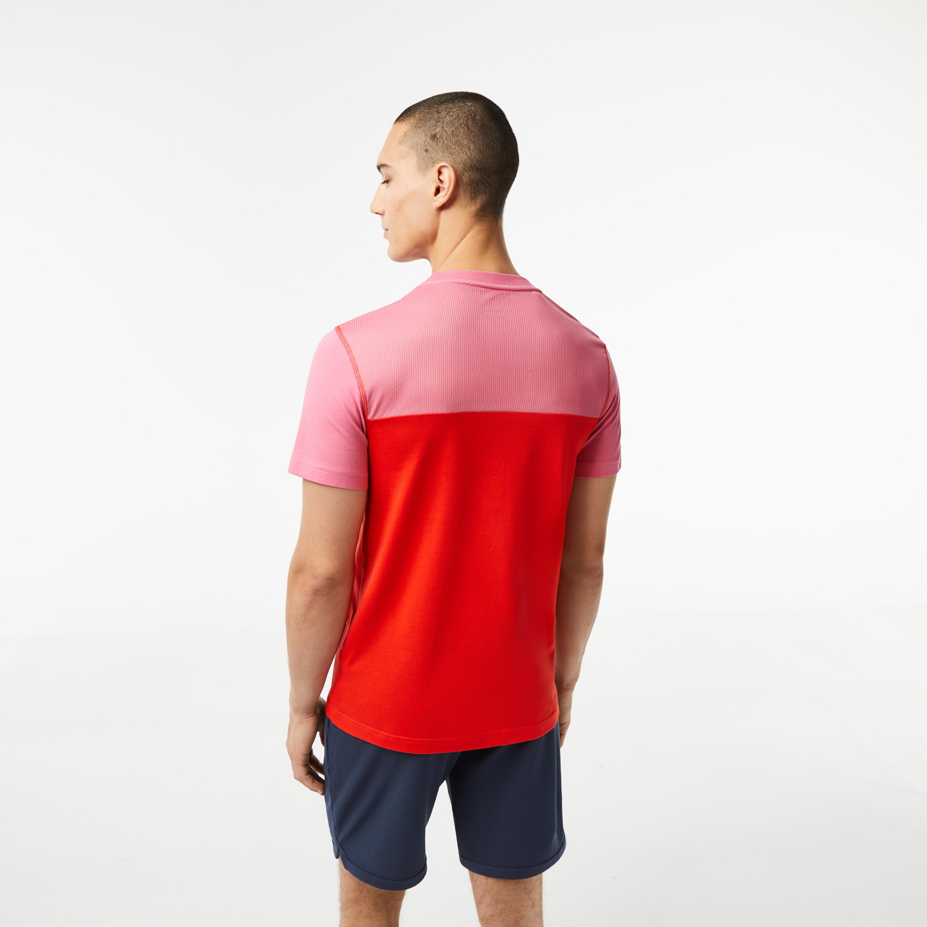 Lacoste SPORT X DANIIL MEDVEDEV Erkek Regular Fit Bisiklet Yaka Renk Bloklu Kırmızı T-Shirt