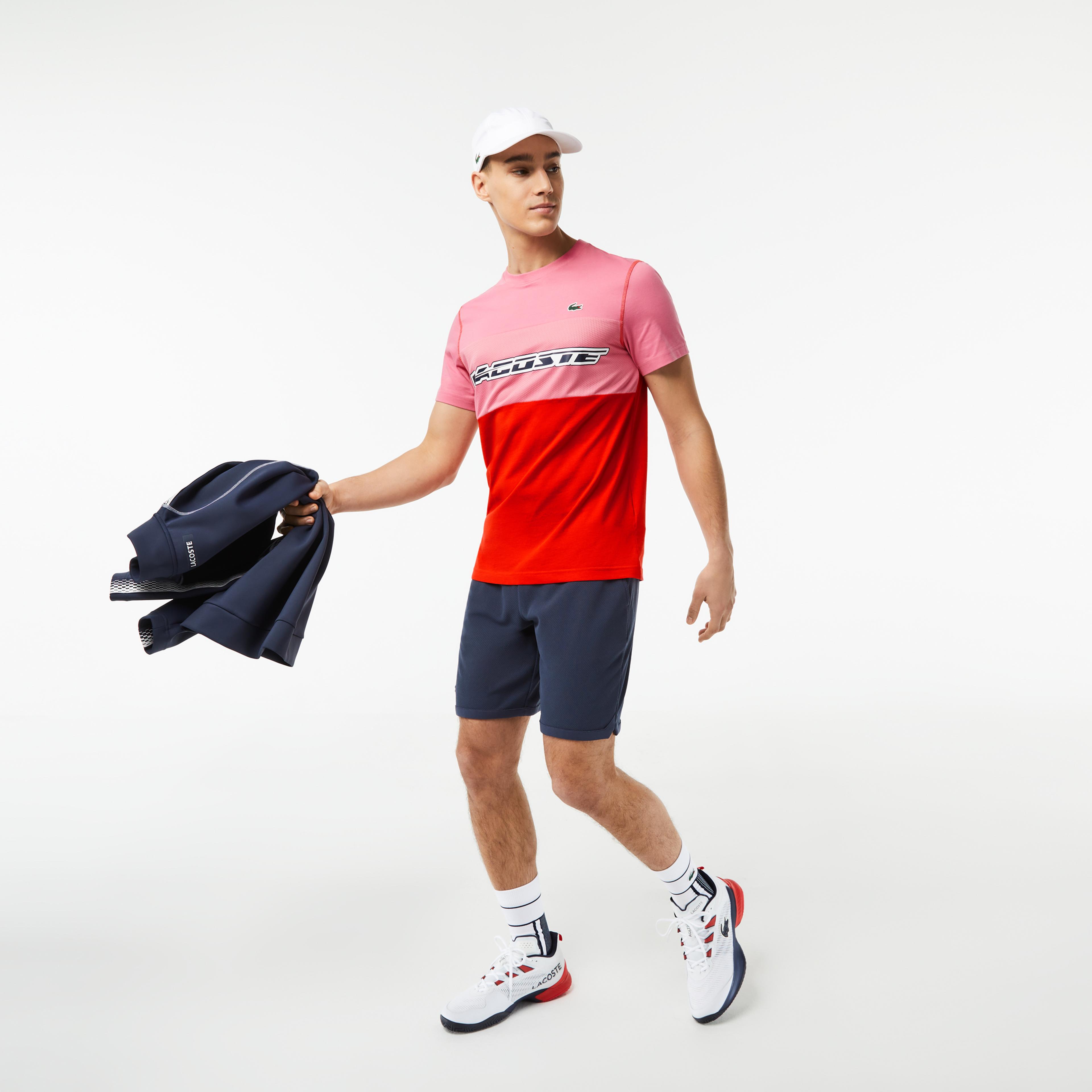 Lacoste SPORT X DANIIL MEDVEDEV Erkek Regular Fit Bisiklet Yaka Renk Bloklu Kırmızı T-Shirt