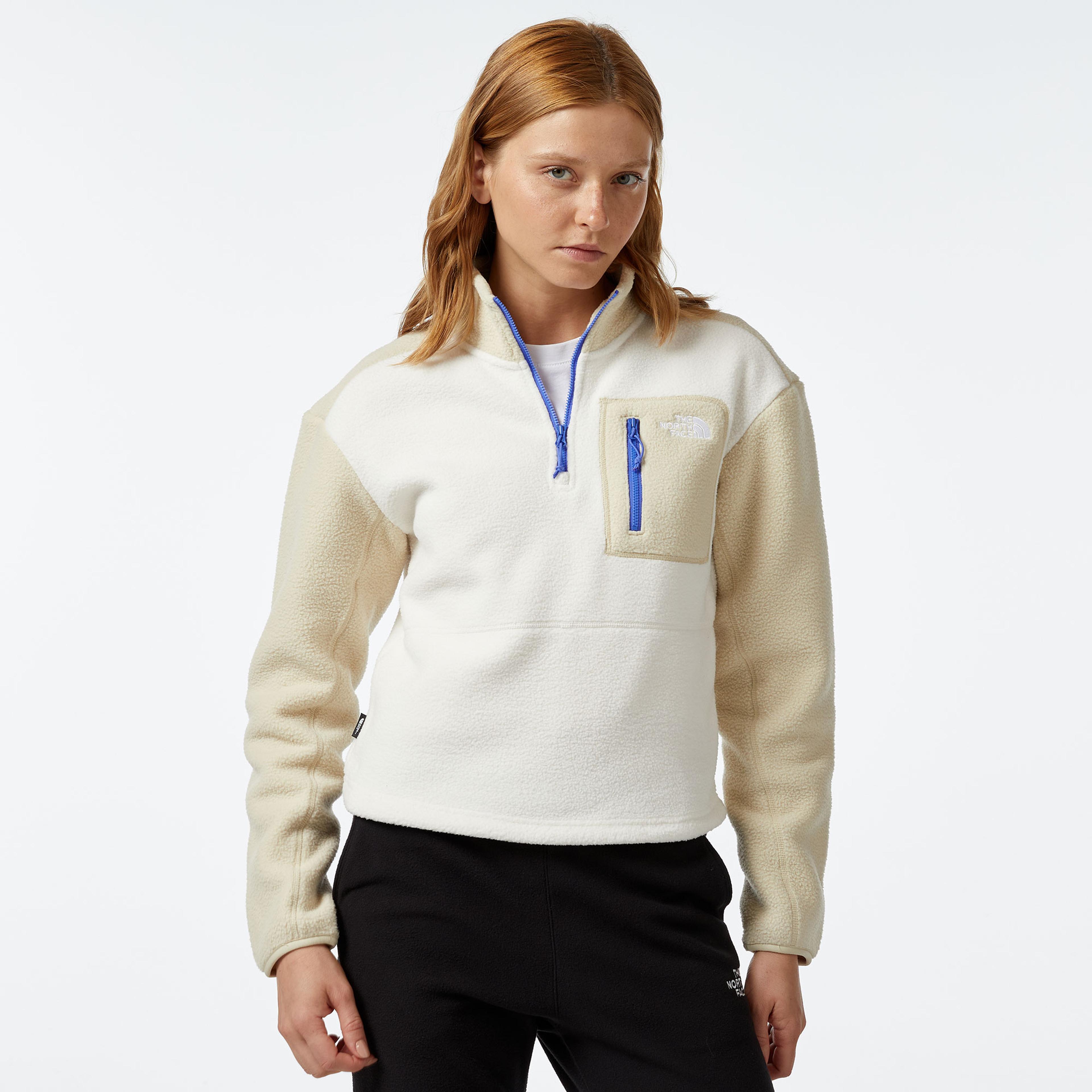 The North Face W Yumıorı 1/4 Zip Kadın Beyaz Polar Sweatshirt