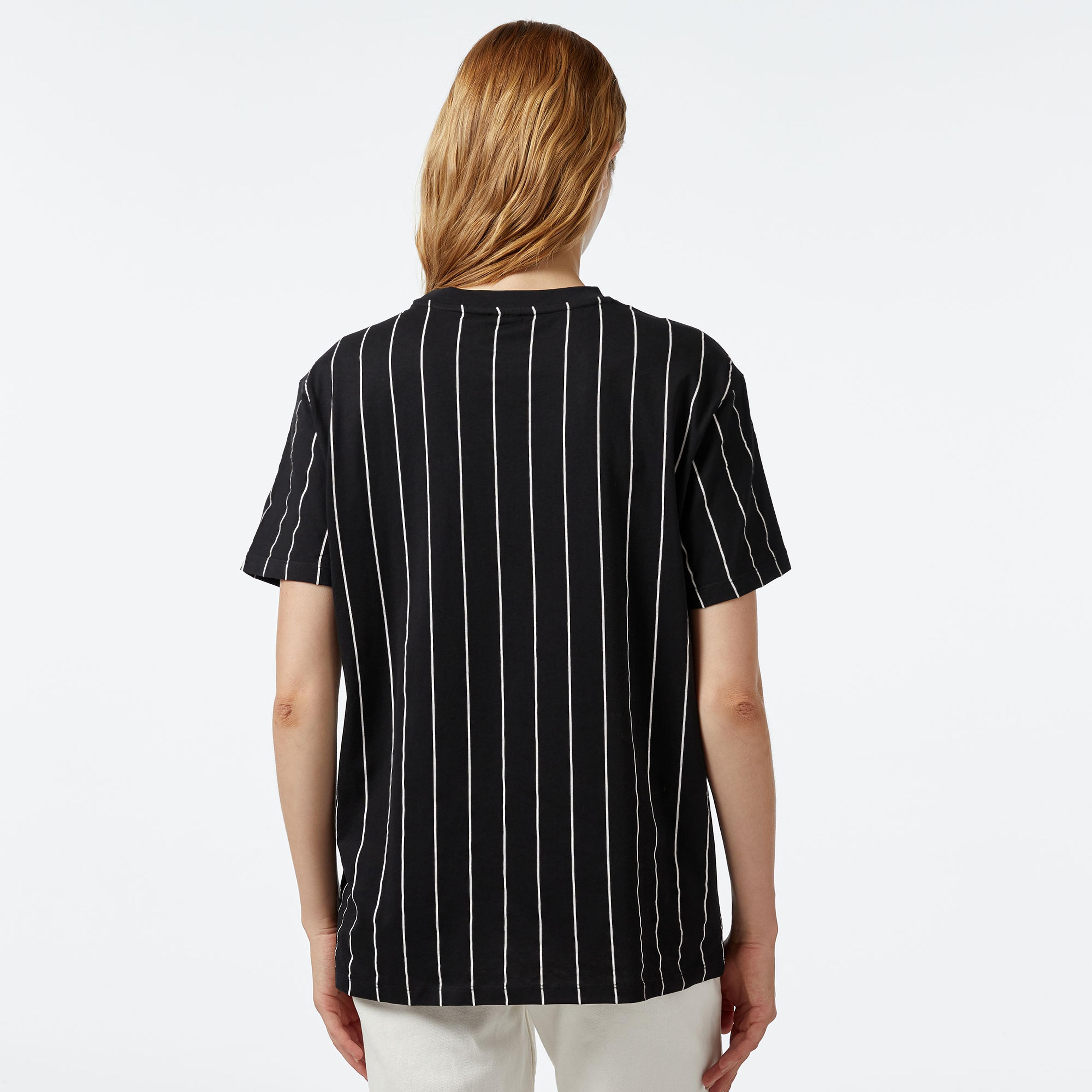 Karl Kani Small Signature Essential Pinstripe Os Kadın Siyah T-Shirt