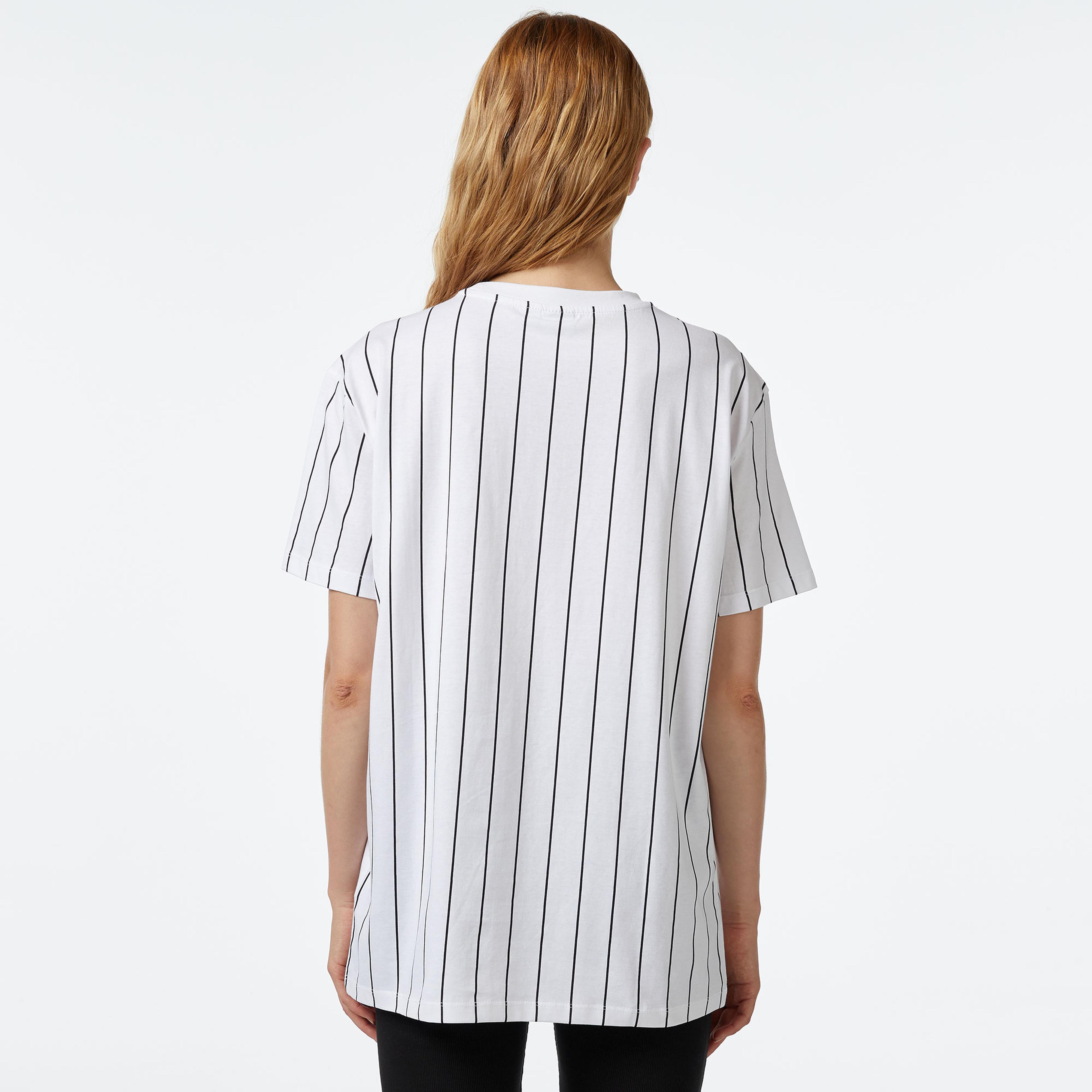 Karl Kani Small Signature Essential Pinstripe Os Kadın Beyaz T-Shirt