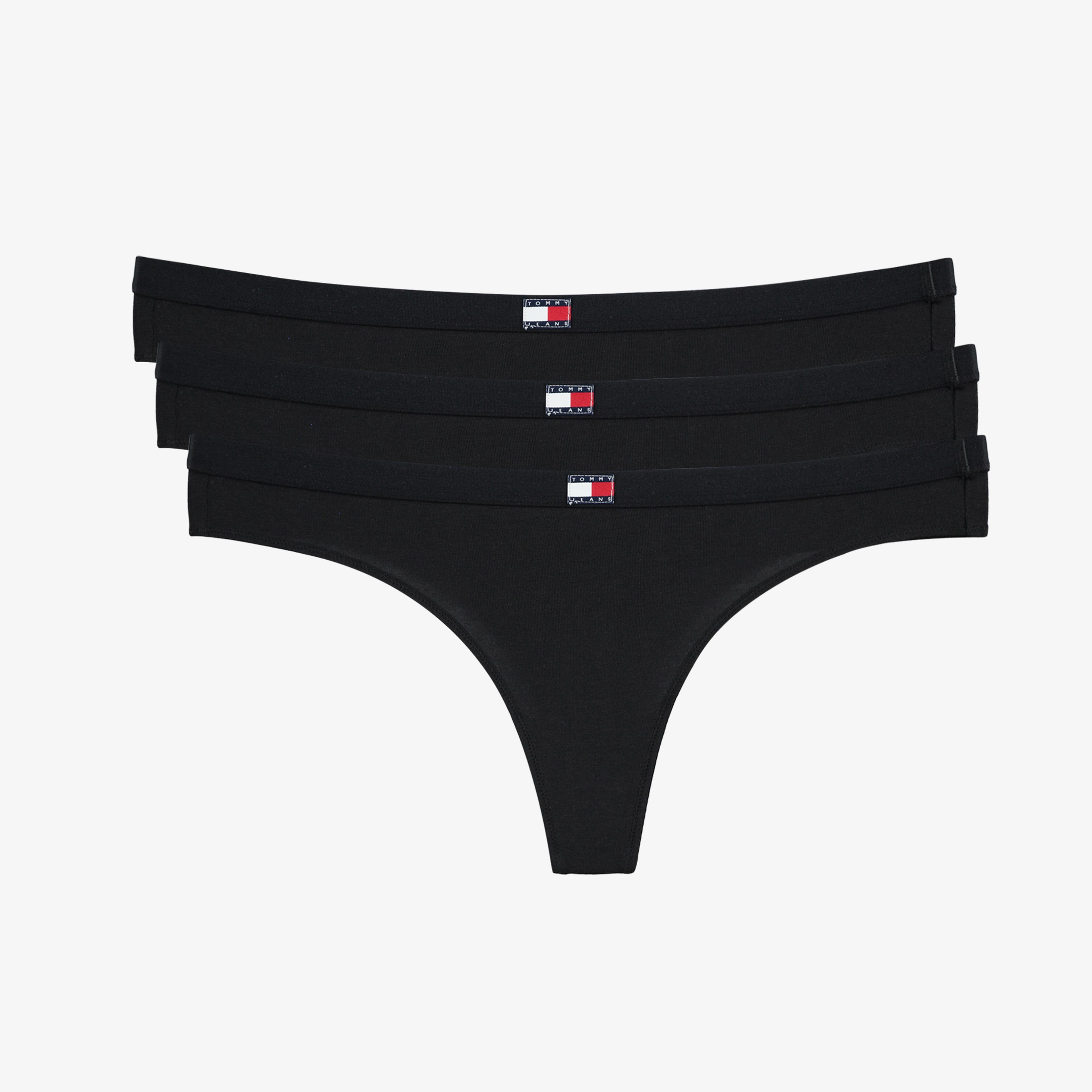 Tommy Jeans 3'lü Classic Thong Kadın Siyah Külot