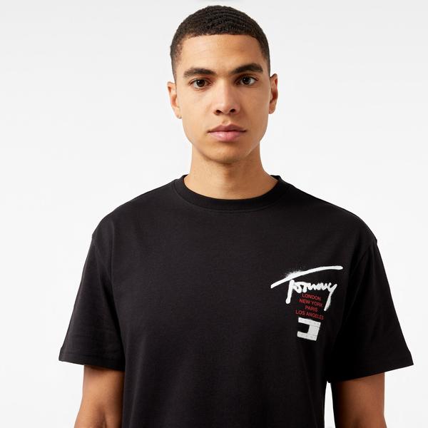 Tommy Jeans Reg Graffiti Sig Erkek Siyah T-Shirt_3