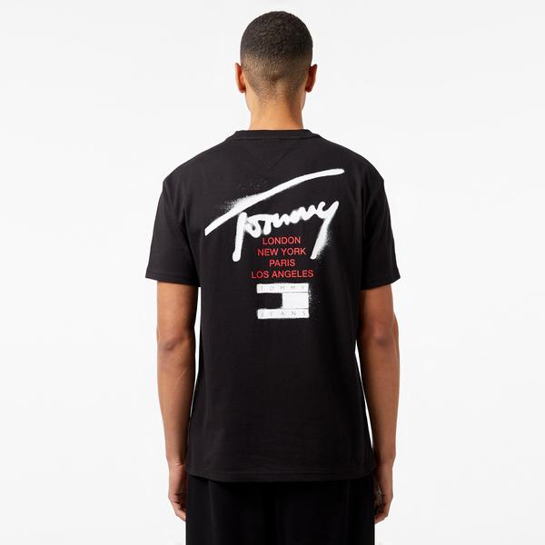 Tommy Jeans Reg Graffiti Sig Erkek Siyah T-Shirt_1