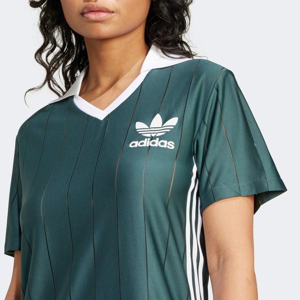 adidas Adicolor 3 Stripe Pinstripe Dress Kadın Yeşil Elbise_2
