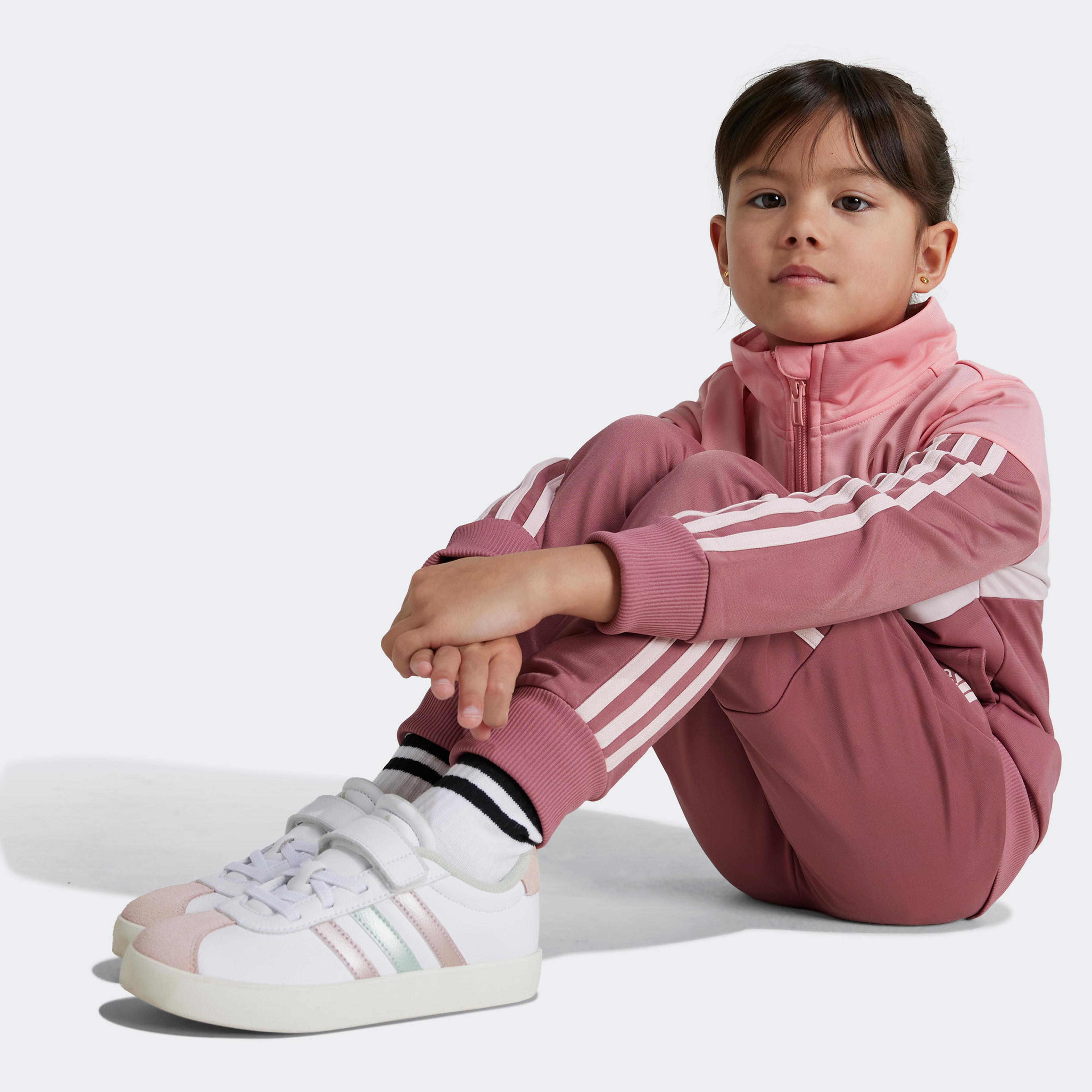 adidas Tiberio 3-Stripes Colorblock Shiny   Çocuk Pembe Eşofman Takımı