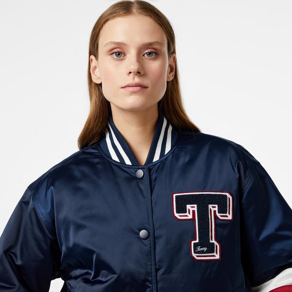 Tommy Jeans Letterman Kadın Mavi Ceket_4