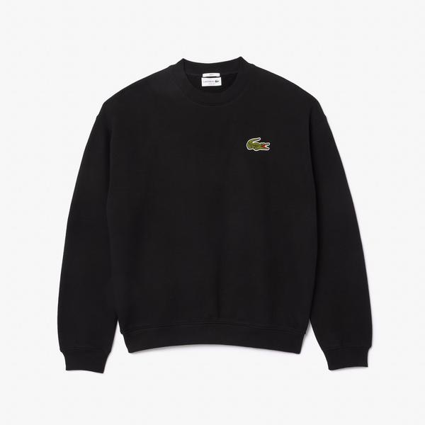 Lacoste Loose Fit Bisiklet Yaka Organik Pamuk Unisex Siyah Sweatshirt_3