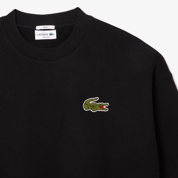 Lacoste Loose Fit Bisiklet Yaka Organik Pamuk Unisex Siyah Sweatshirt_5