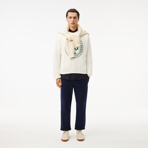 Loose Fit Printed Fleece Unisex Krem Sweatshirt_4