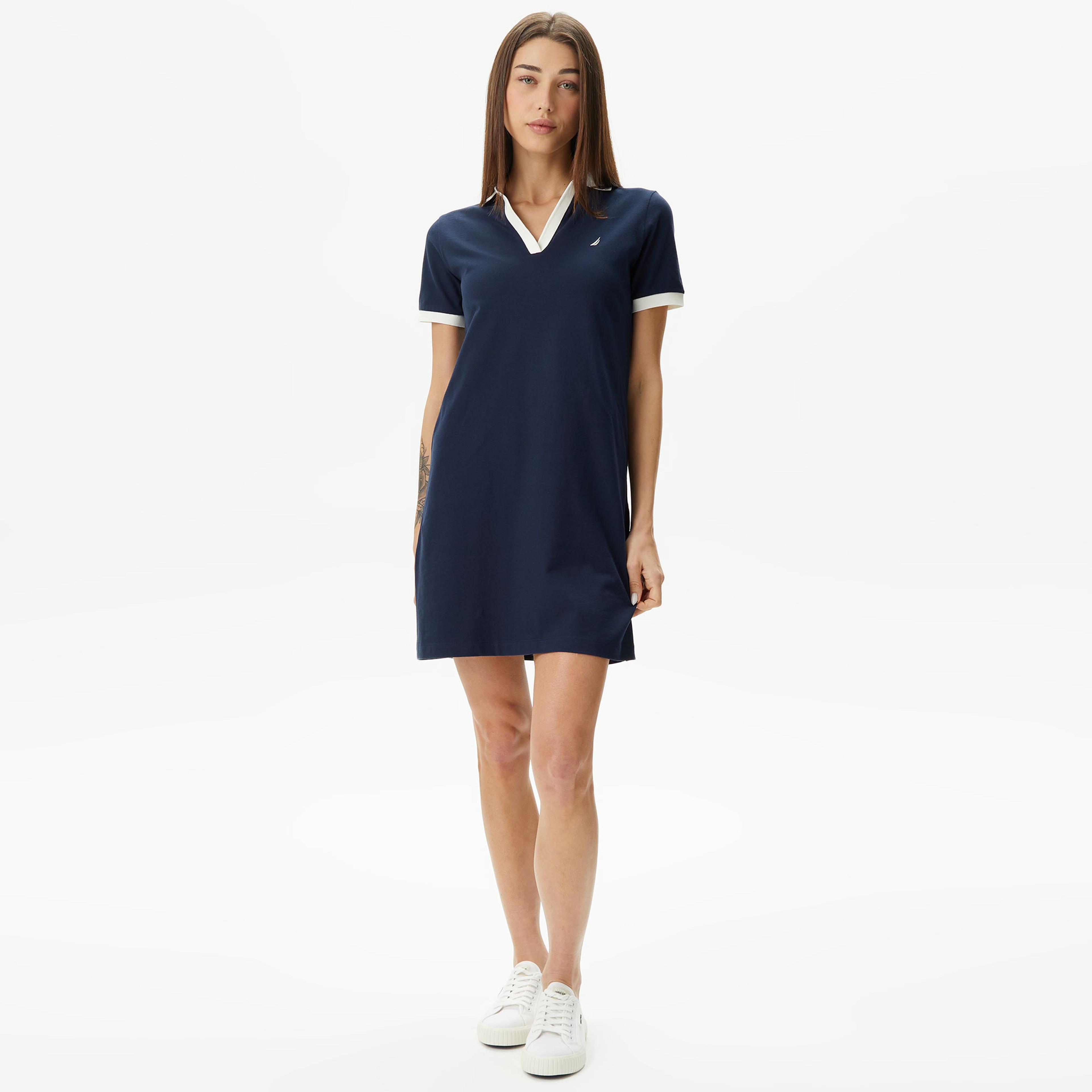 Nautica Kadın Lacivert Standart Fit Kısa Kollu Elbise