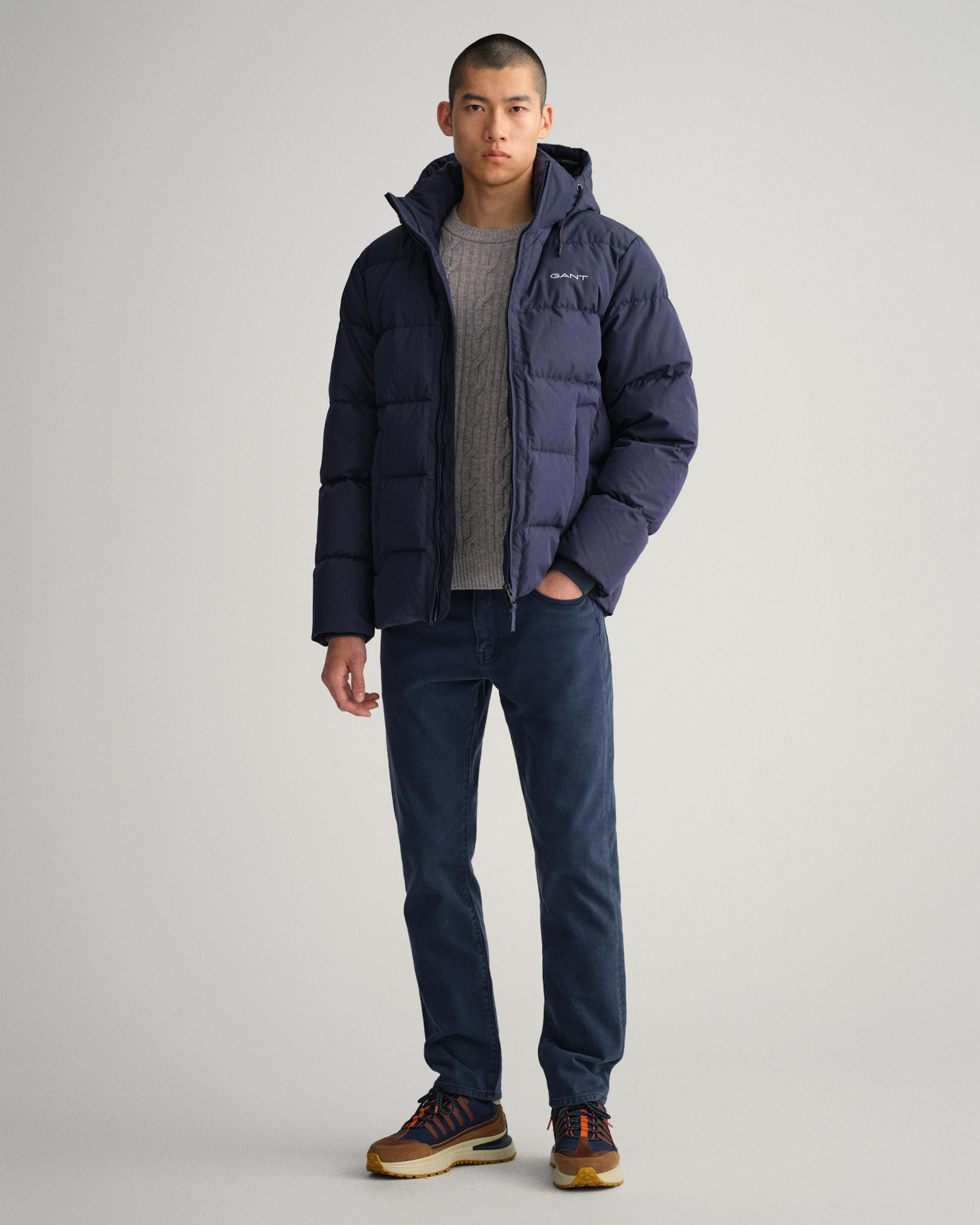 Gant Erkek Lacivert Regular Fit Kapüşonlu Logolu Mont