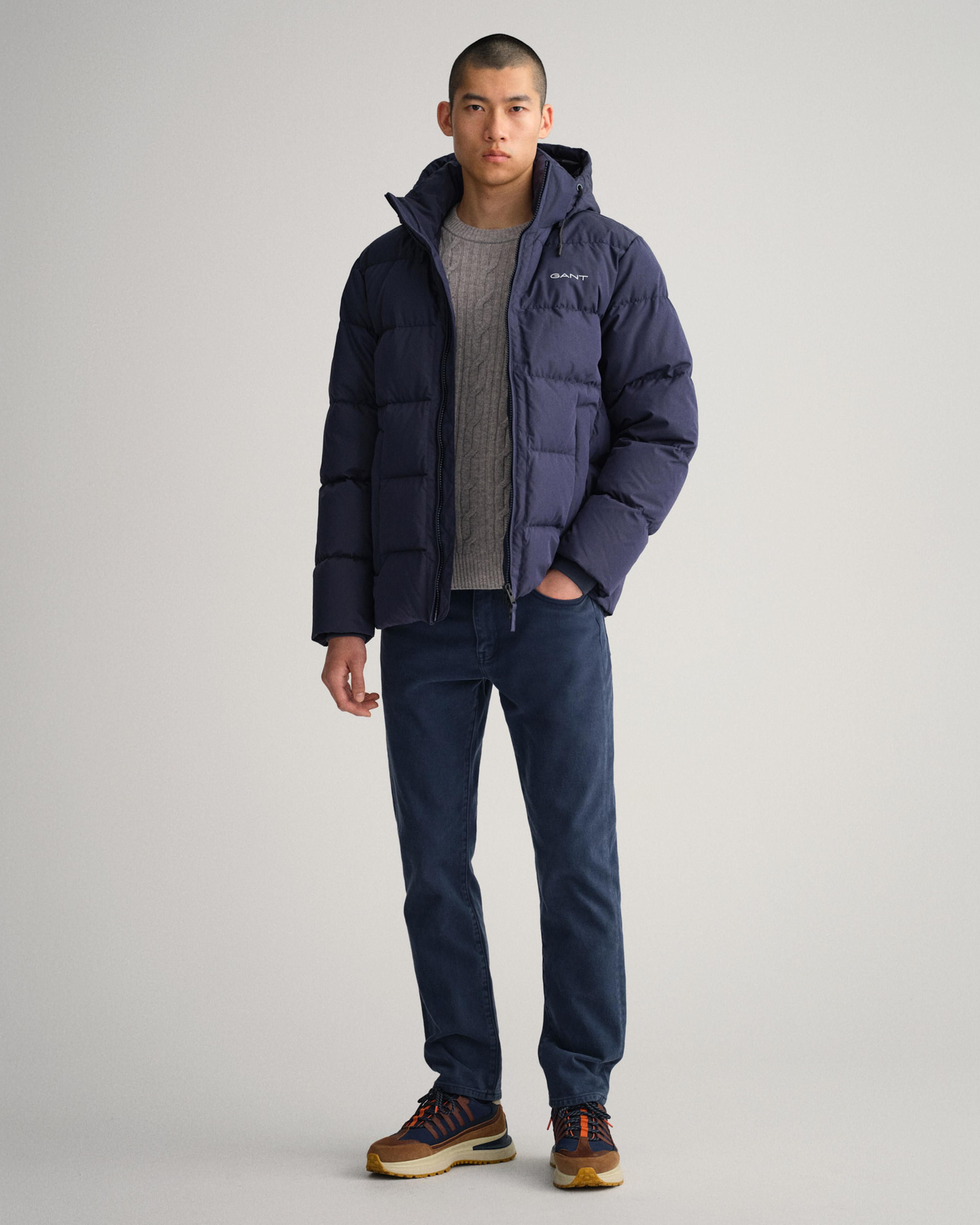 Gant Erkek Lacivert Regular Fit Kapüşonlu Logolu Mont