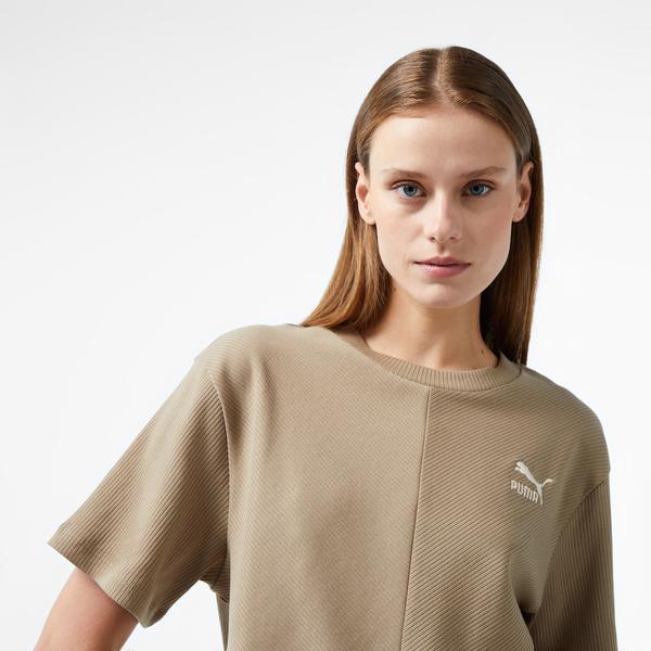 Puma Classıcs Ribbed Relaxed Kadın Haki T-Shirt_3