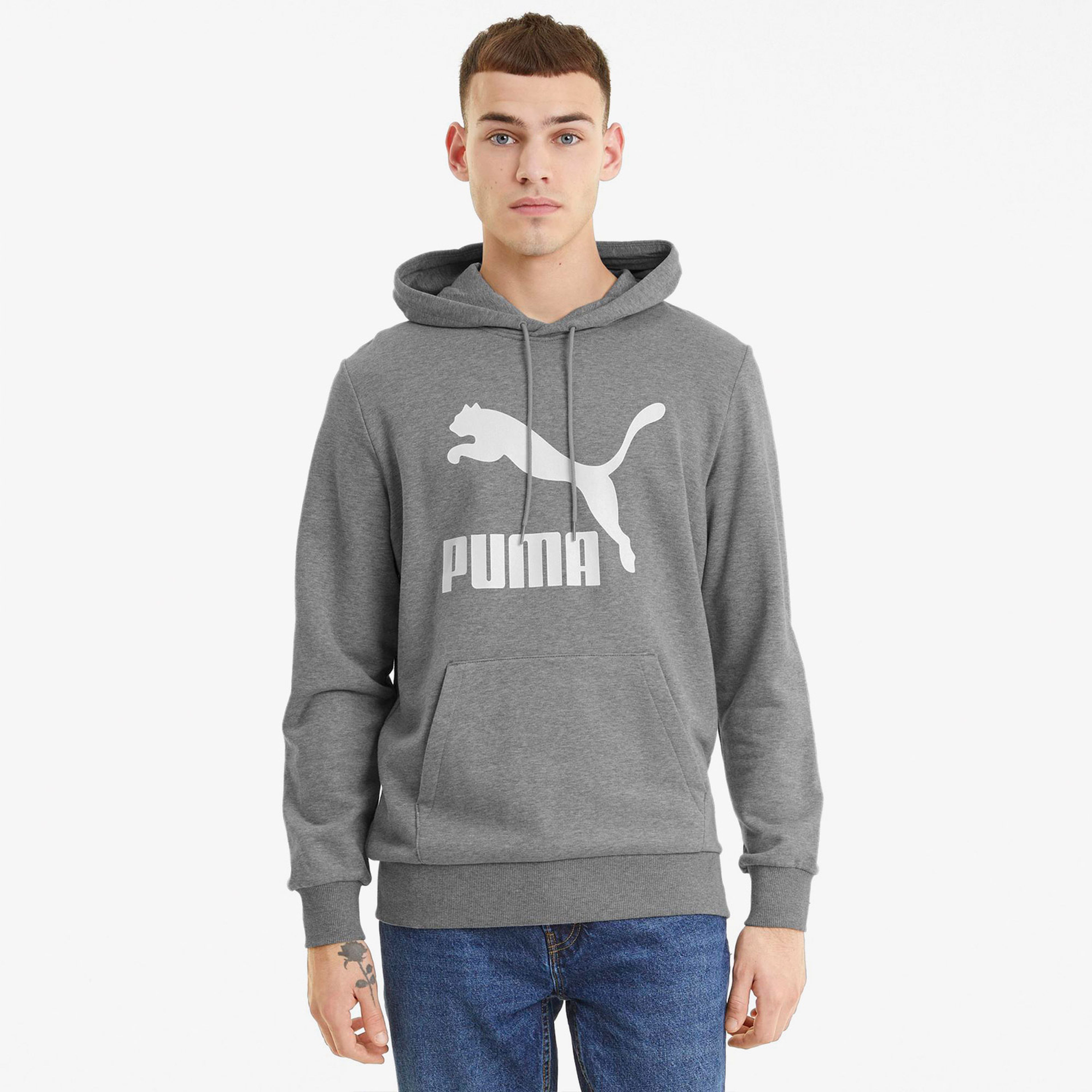 Puma Classics Logo Erkek Gri Hoodie
