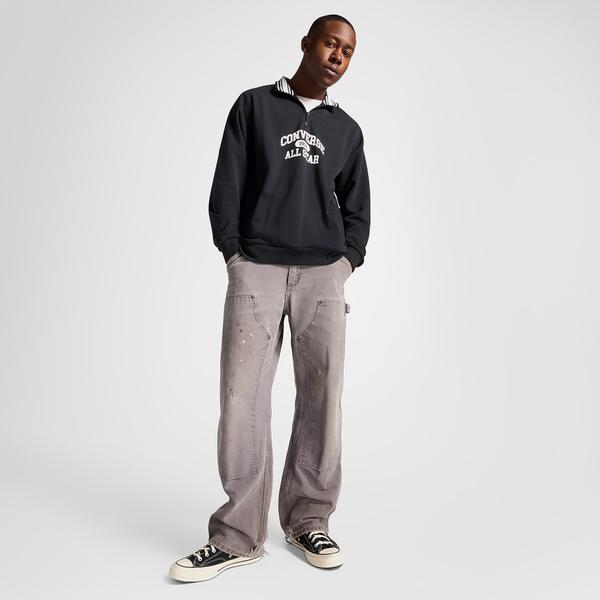 Converse Erkek Yarım Fermuarlı Siyah Sweatshirt_1